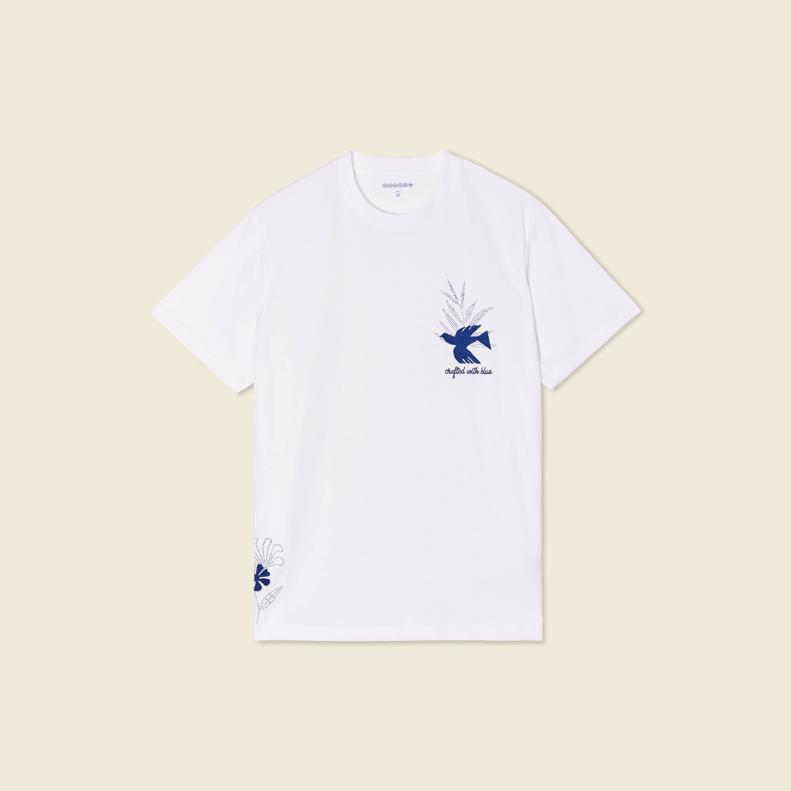t shirt manches courtes brode blanc homme T-shirt manches courtes brodé blanc homme