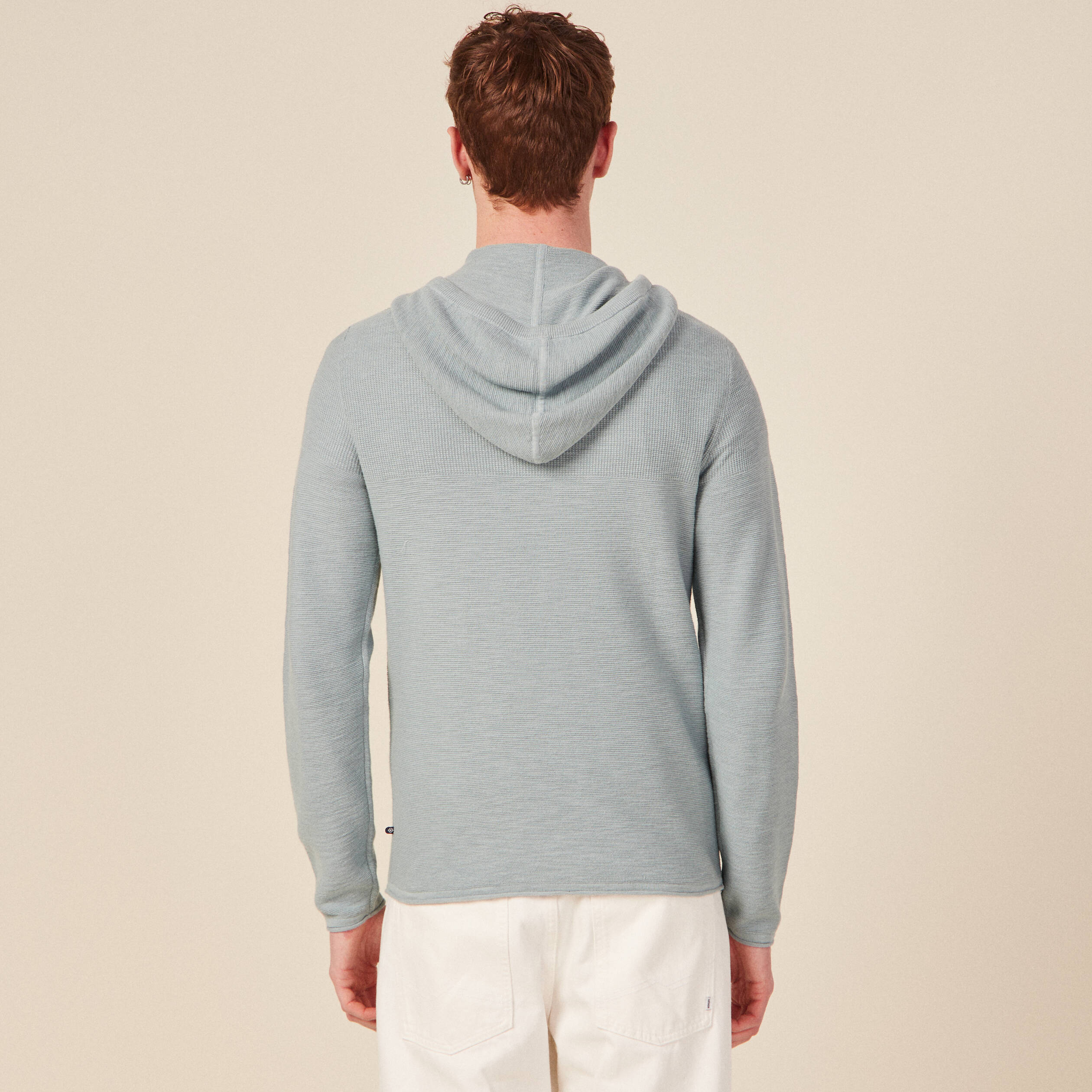pull a capuche bleu gris homme Pull à capuche bleu gris homme