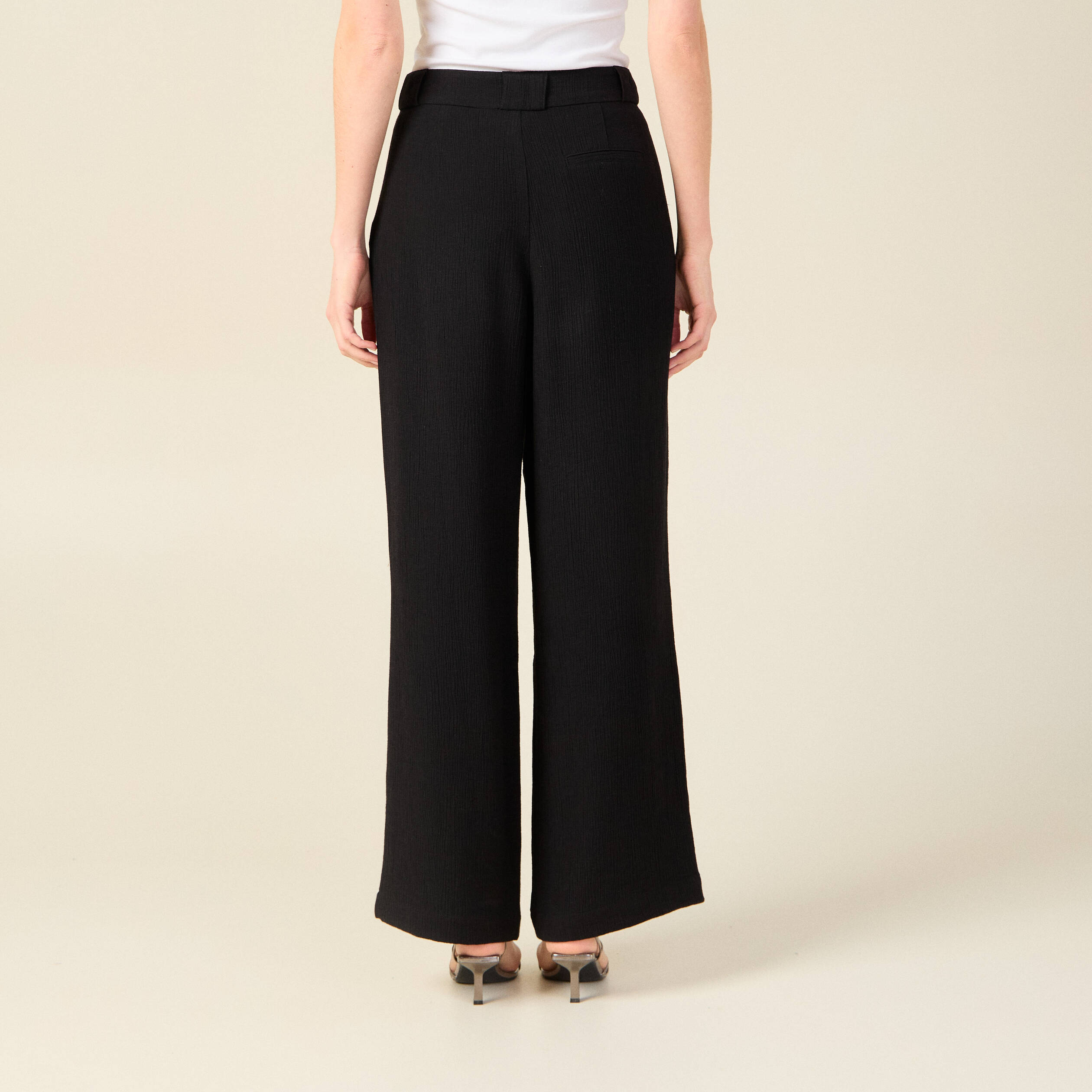 Pantalon large fluide noir femme