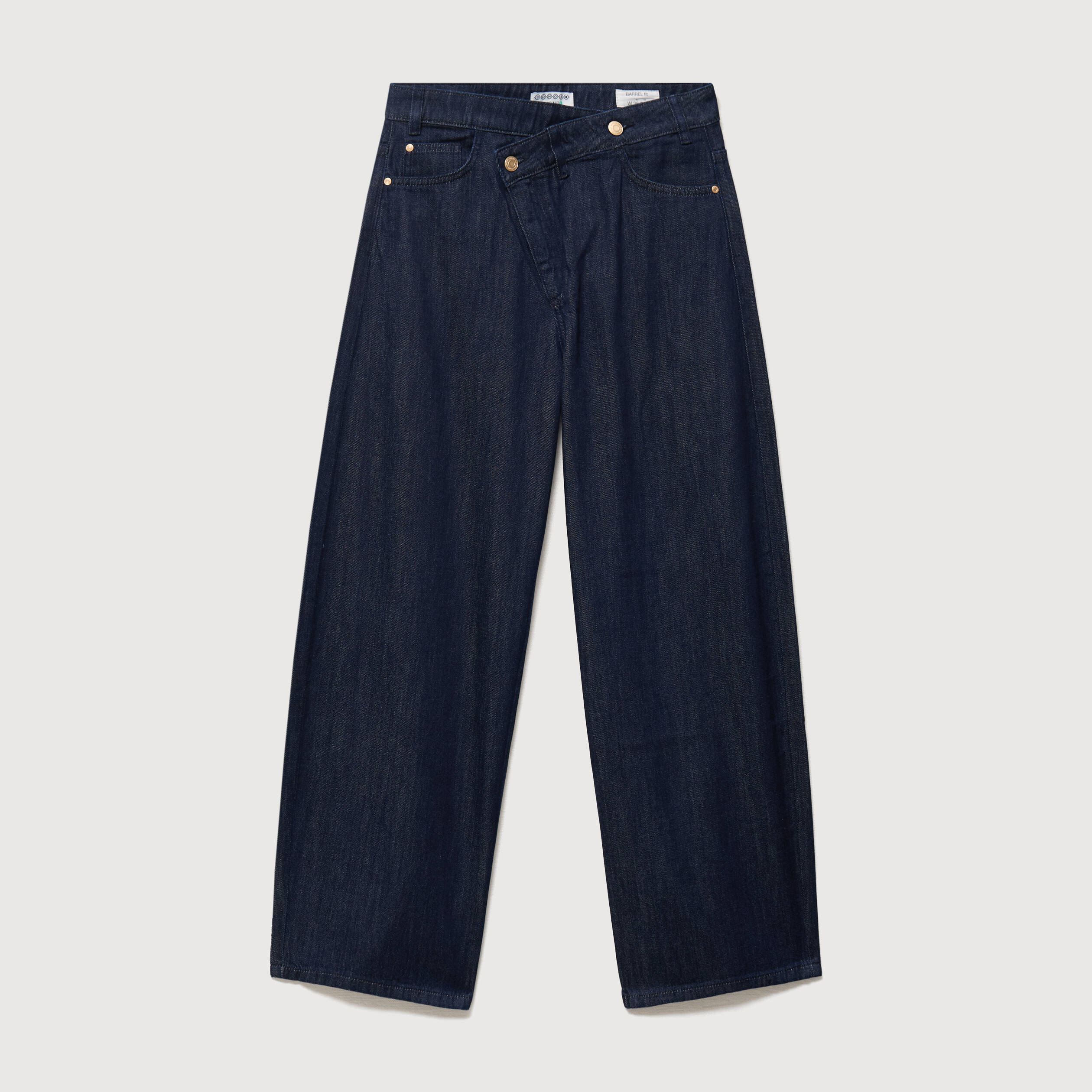 Jeans slouchy ceinture taille standard denim brut rinse femme