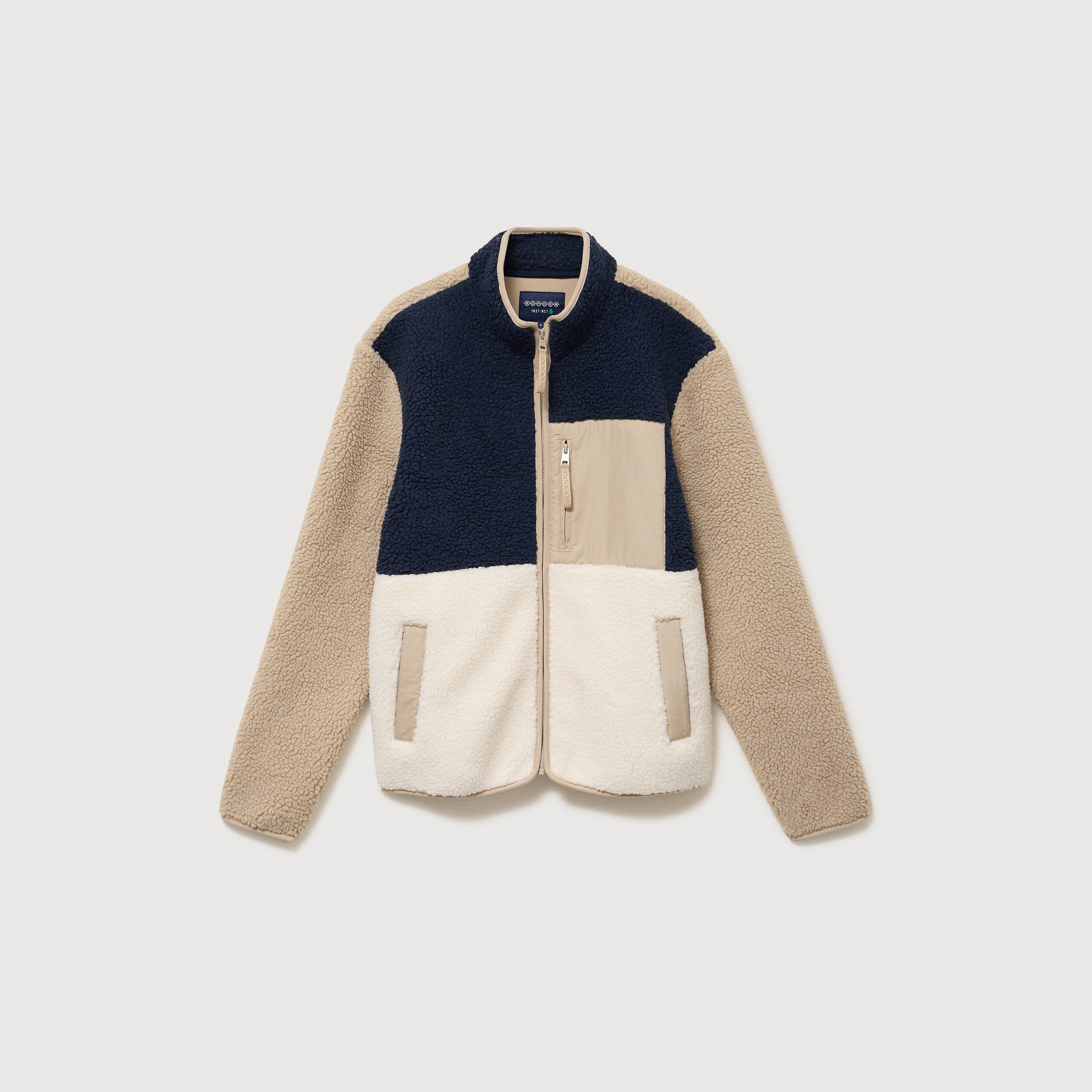 Veste droite sherpa manches longues ecru homme