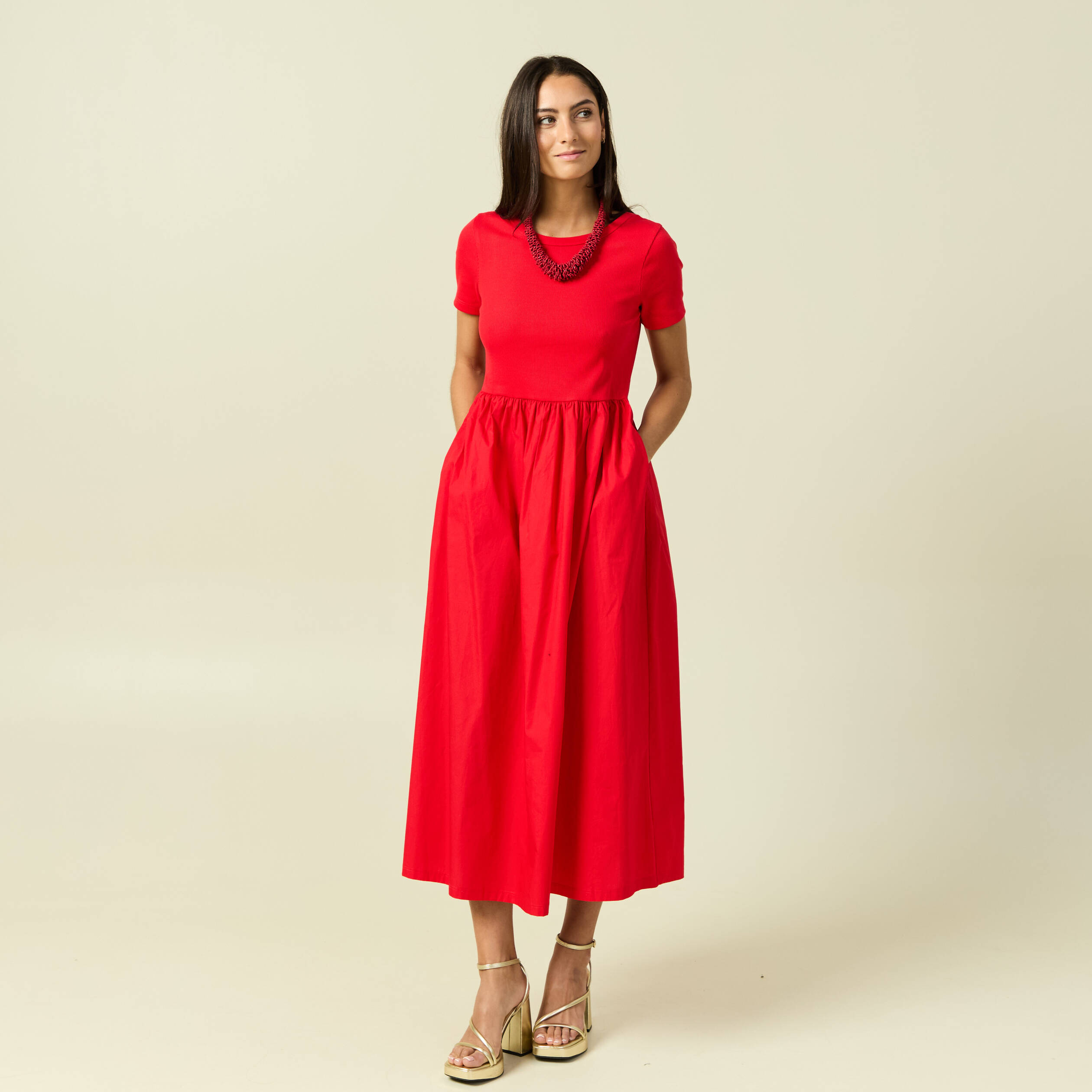 Lot de 6 : Robe bi-couleur déco boutons