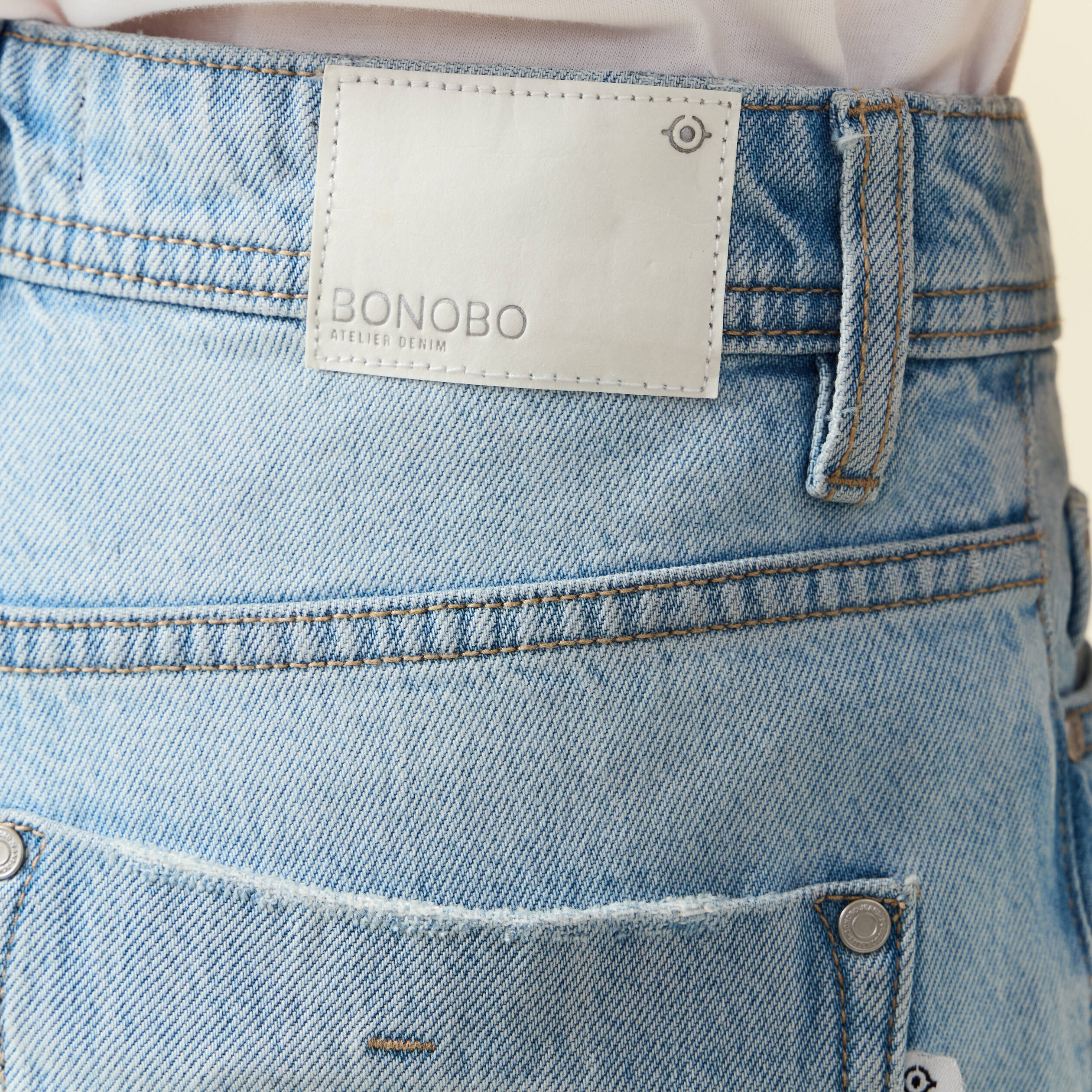 jeans straight taille haute denim bleach femme Jeans straight taille haute denim bleach femme