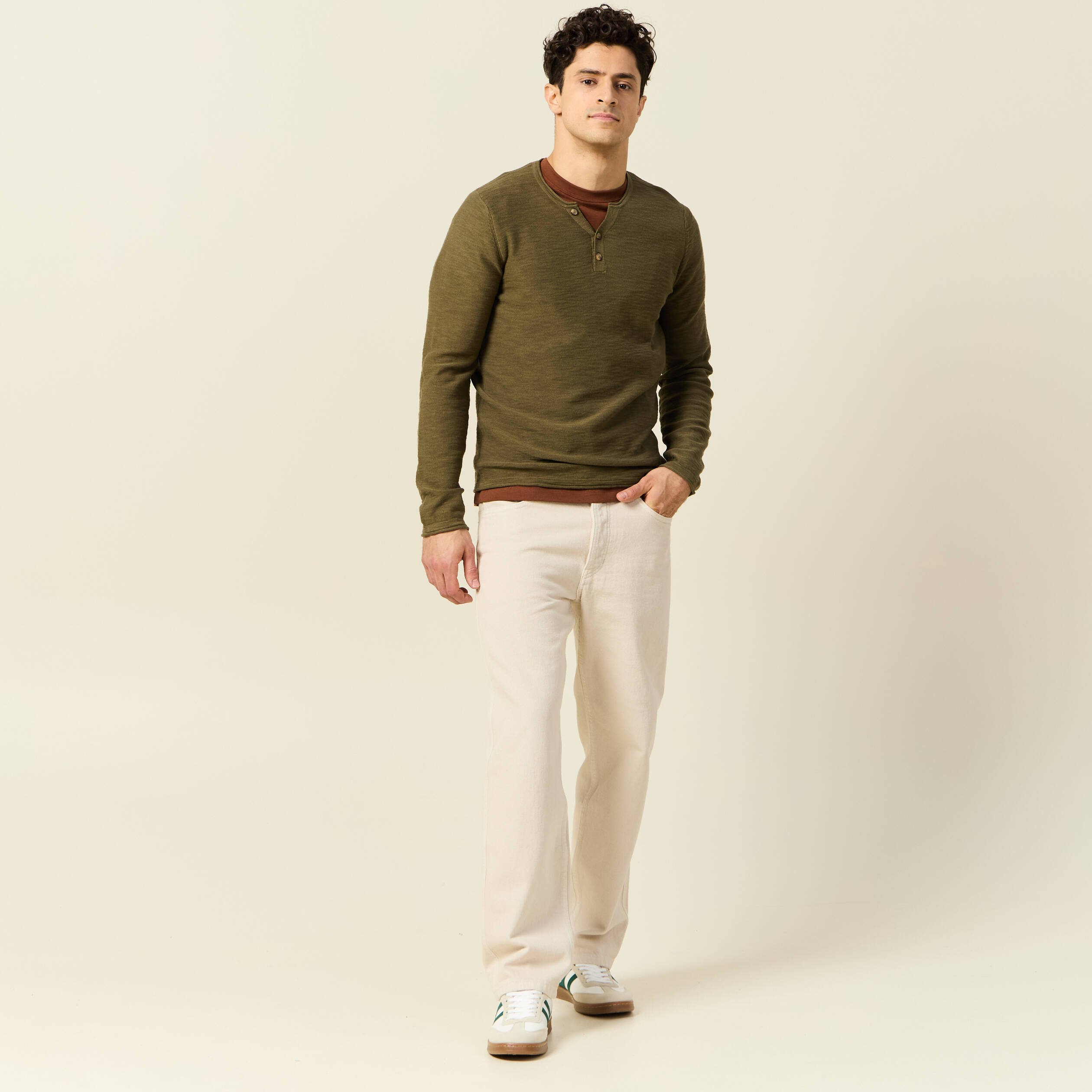 pull manches longues vert kaki homme Pull manches longues vert kaki homme