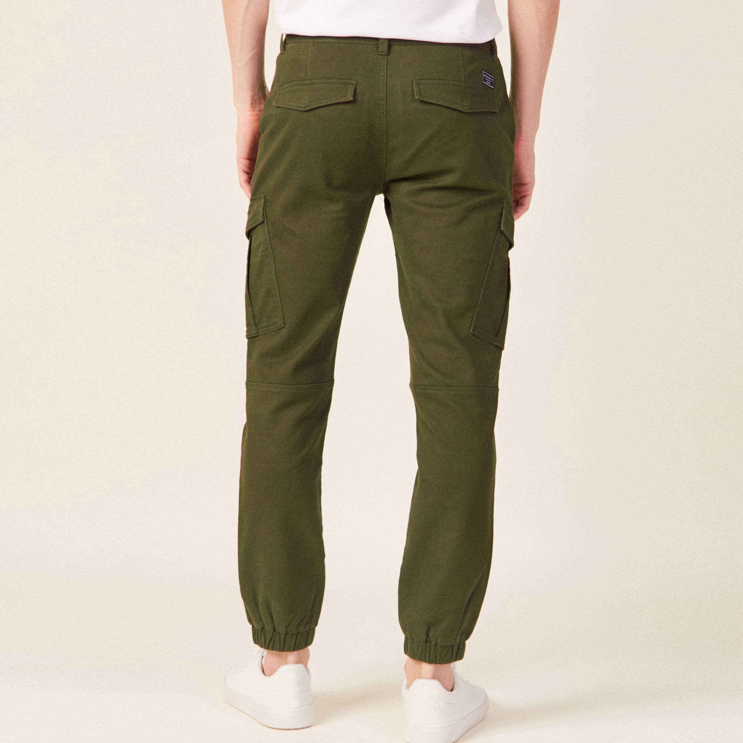 Pantalon cargo taille à cordon vert kaki homme