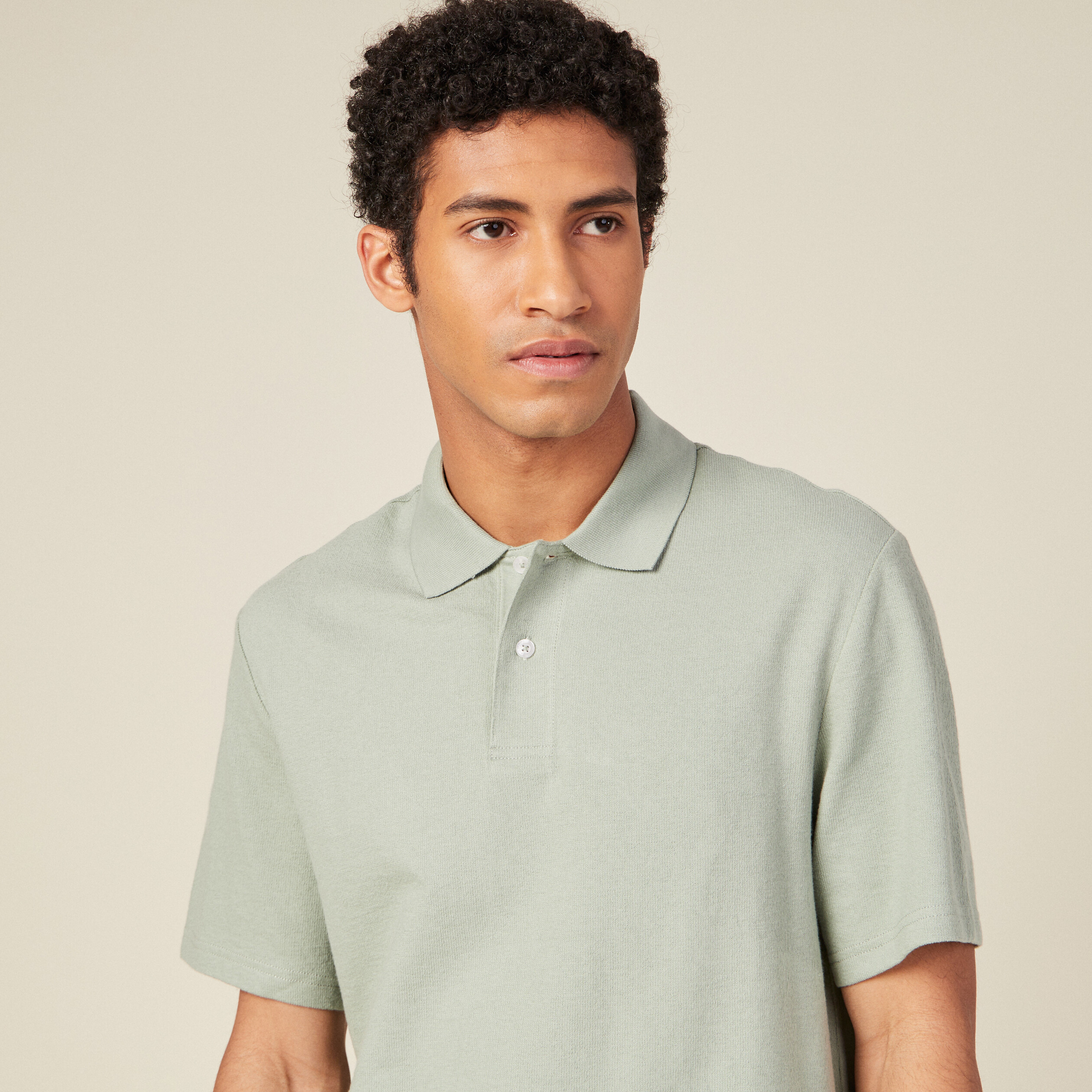 Polo manches courtes vert olive homme