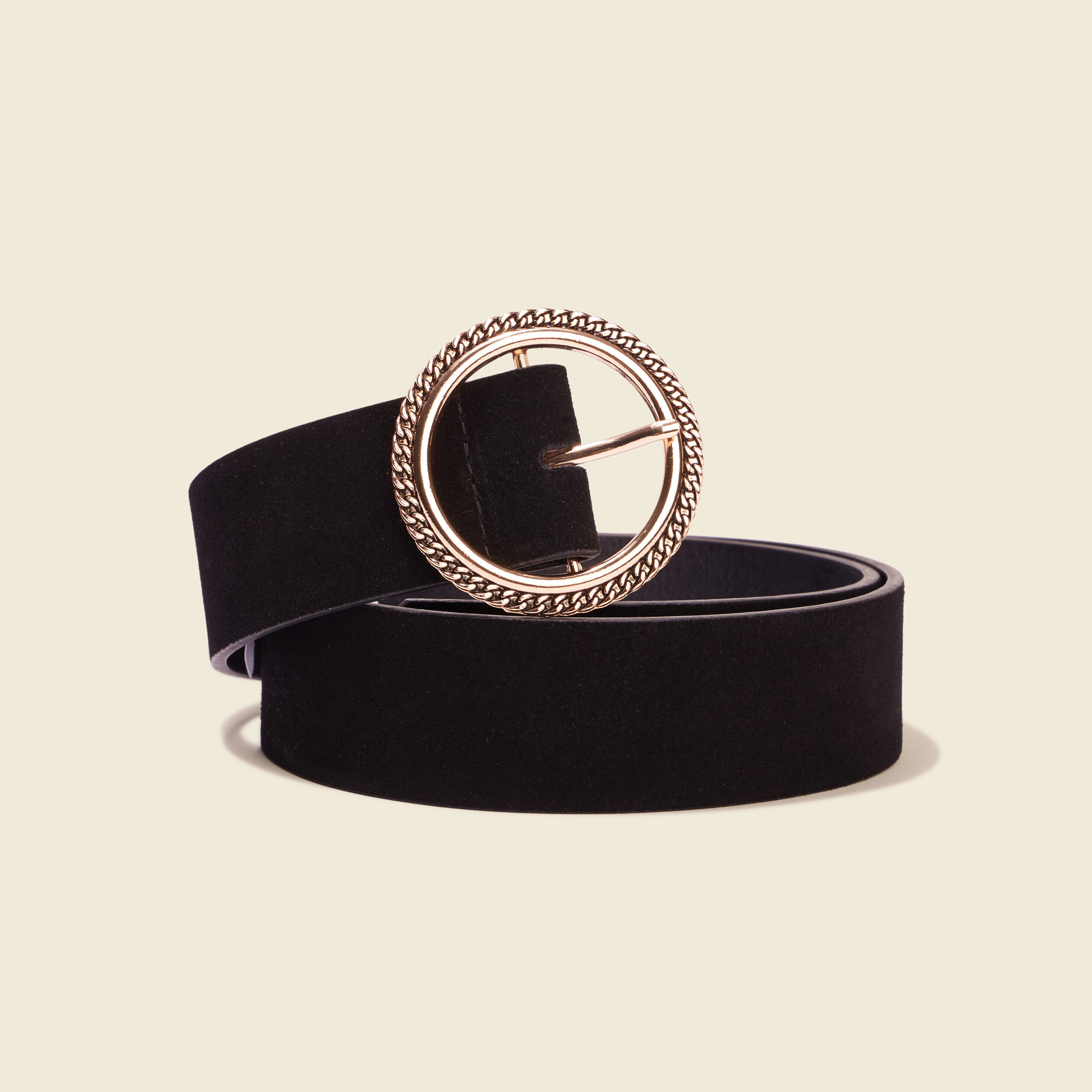 Ceinture su dine boucle ronde noir femme Vibs