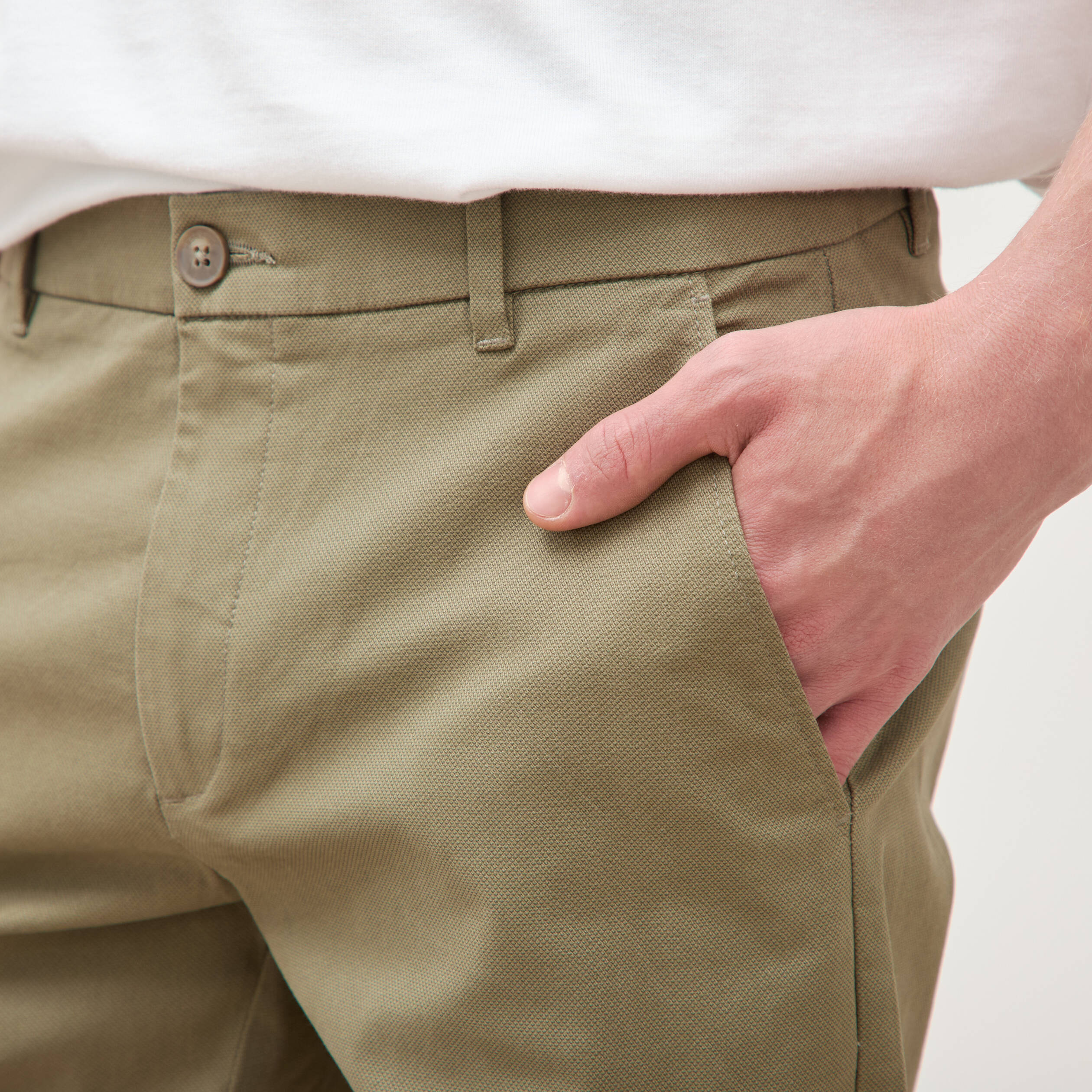 Pantalon chino slim vert kaki homme