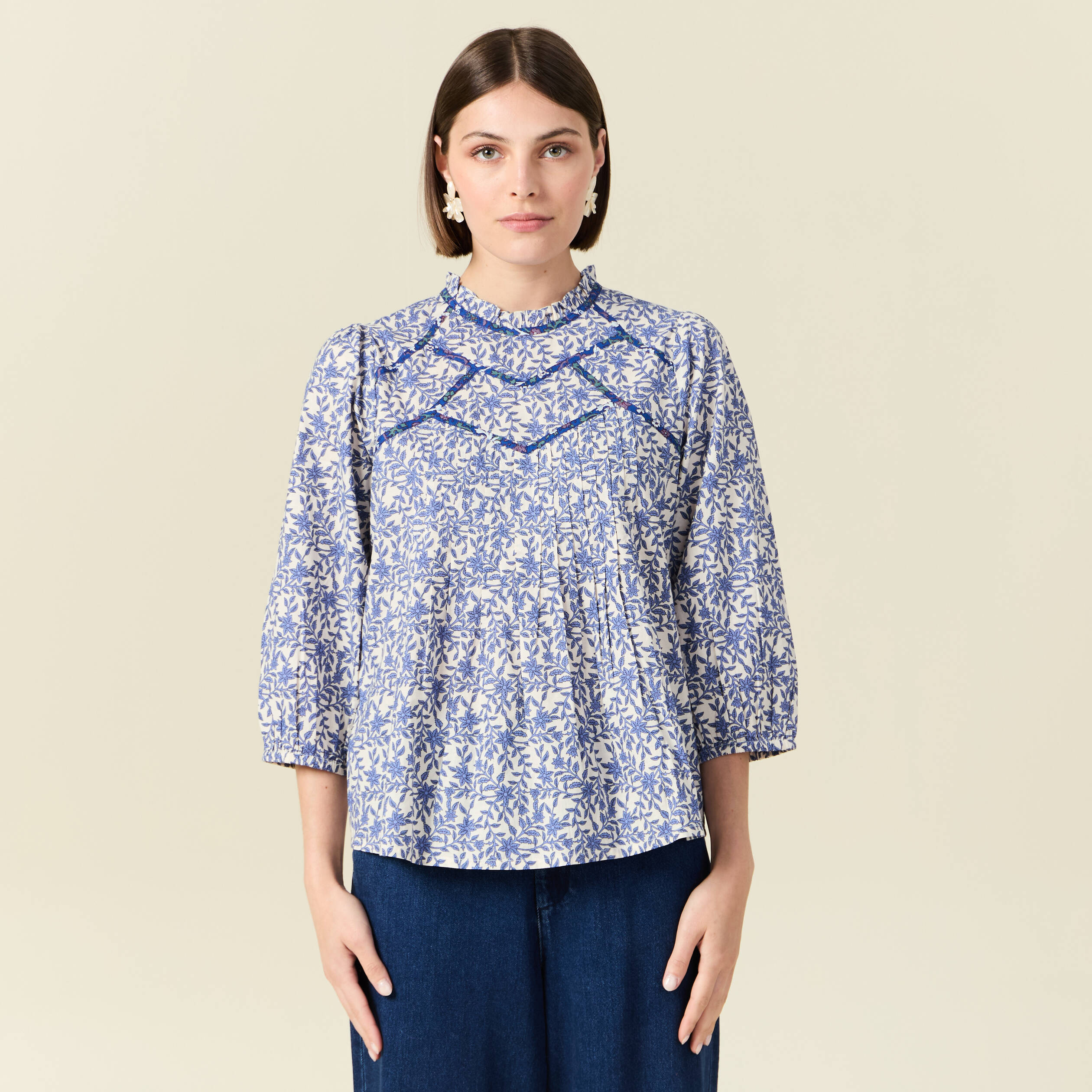 Blouse manches 3/4 blanc femme
