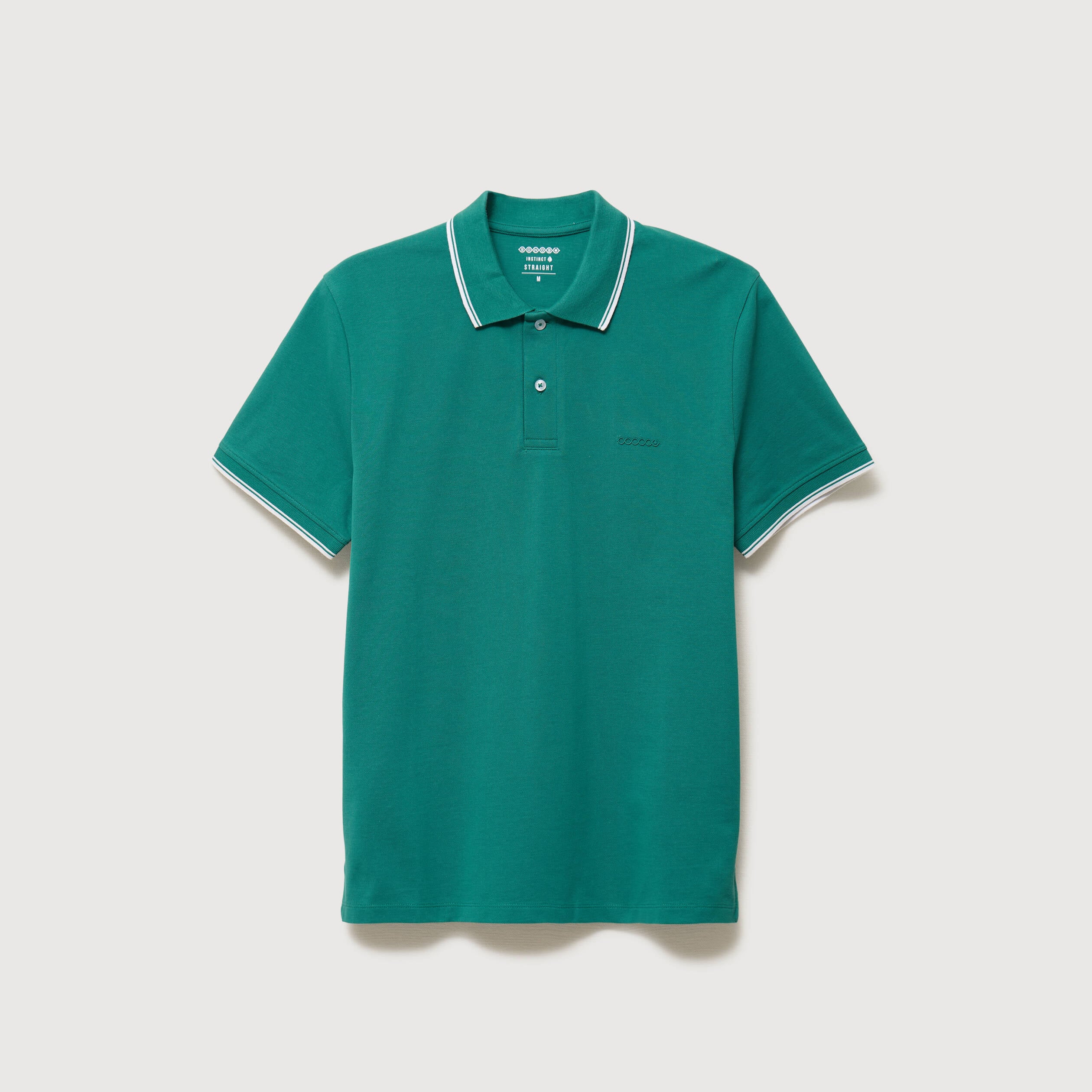 Polo cintr&eacute; en coton manches courtes vert &eacute;meraude homme