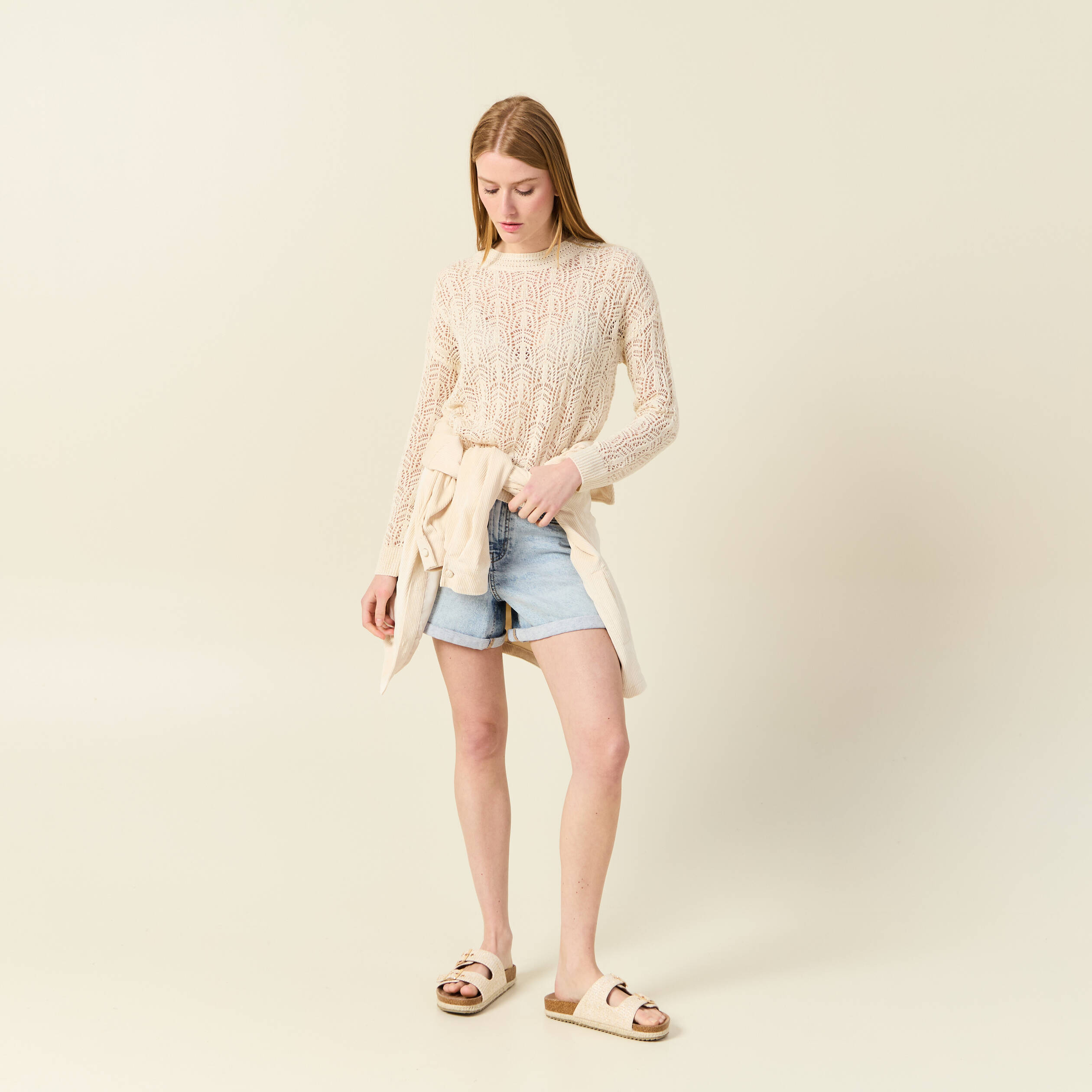 pull ajoure eco responsable creme femme Pull ajouré éco-responsable creme femme