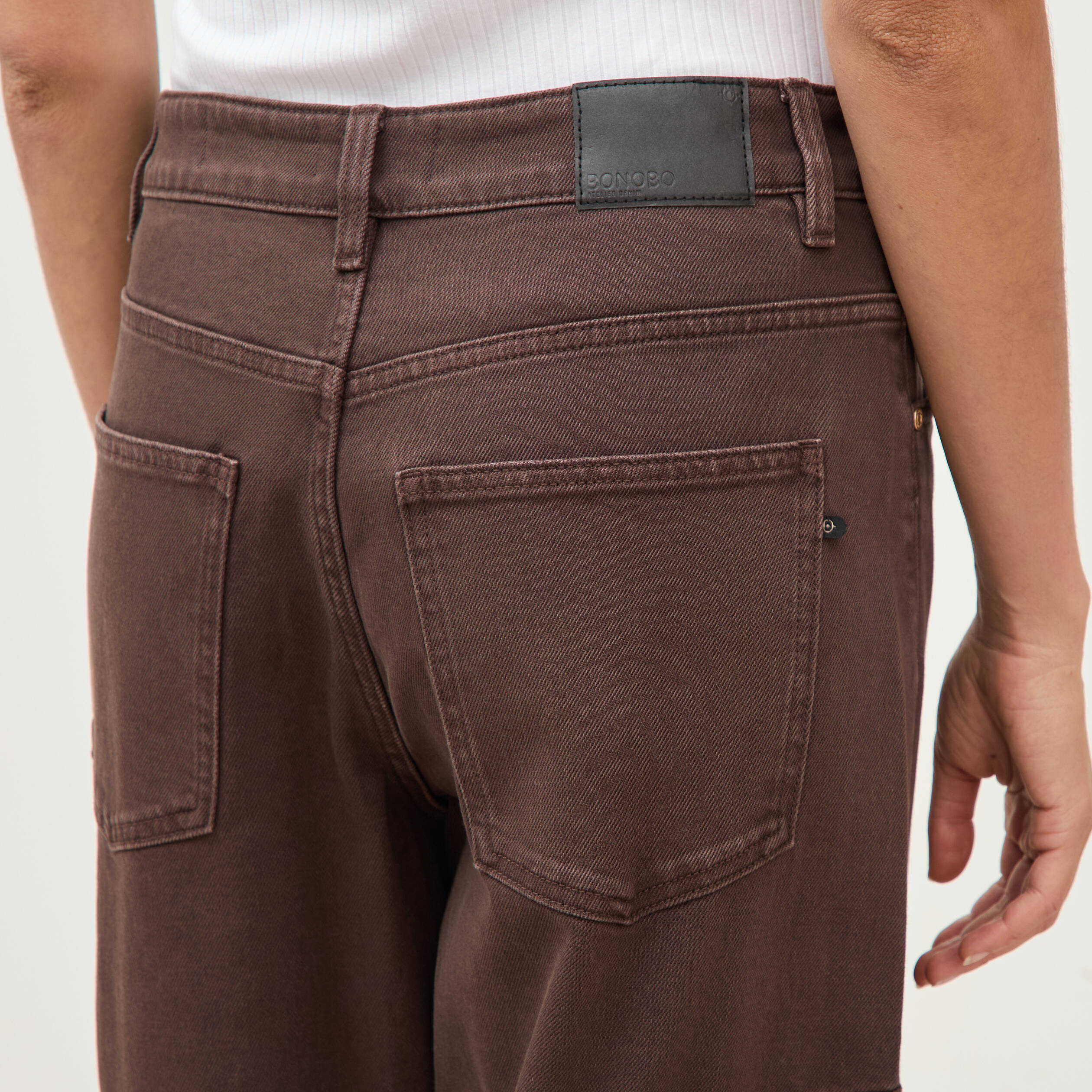 Jeans ample taille standard marron femme