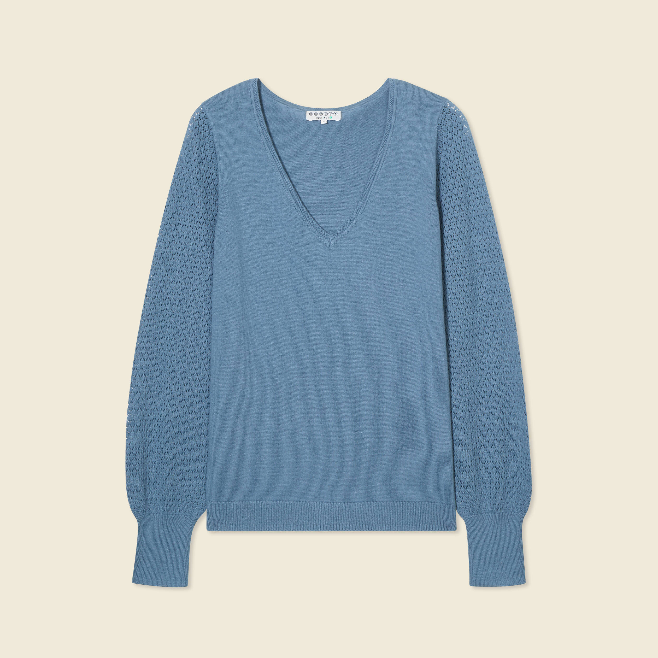 Pull manches longues bleu clair femme