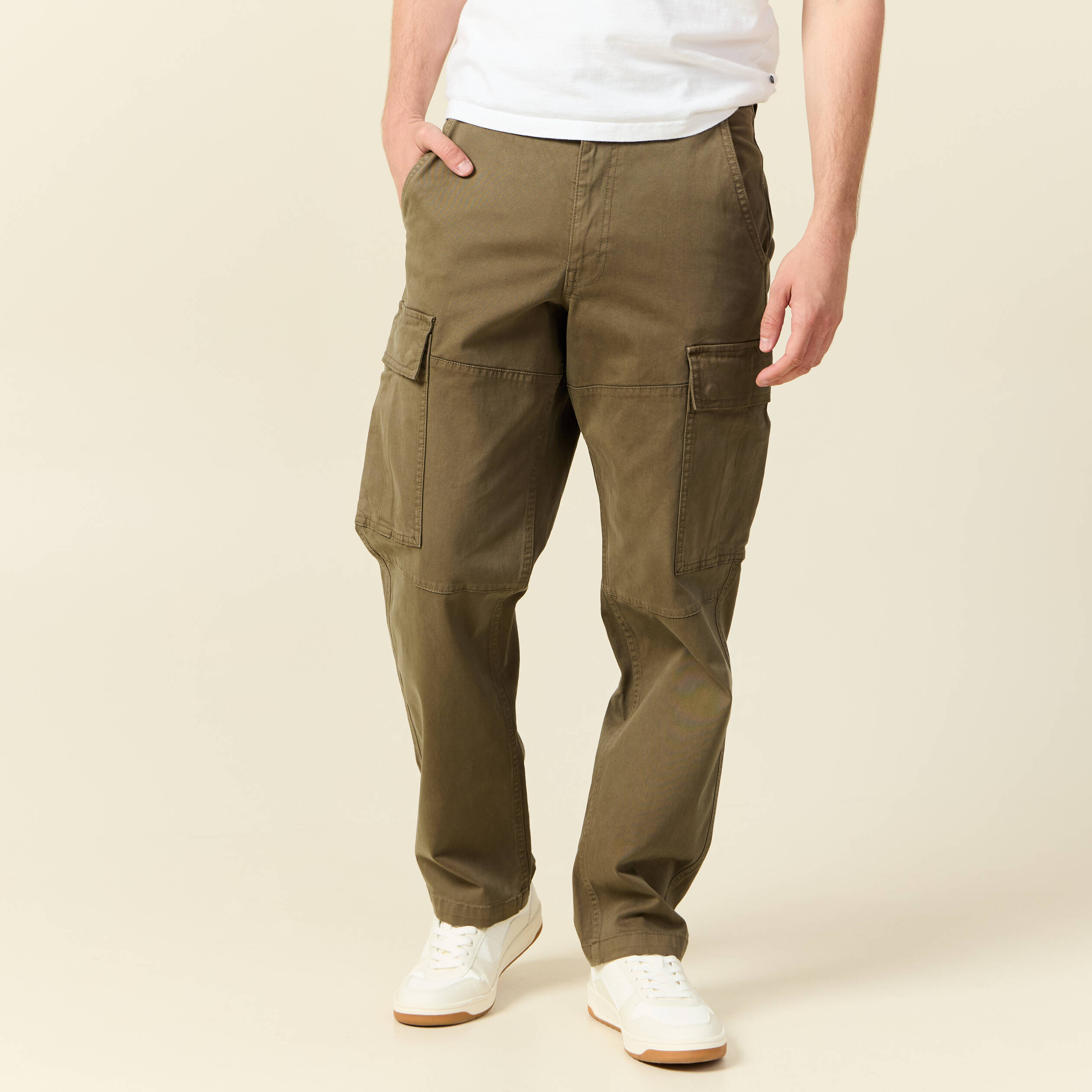 Cargo battle longueur 32 vert kaki homme