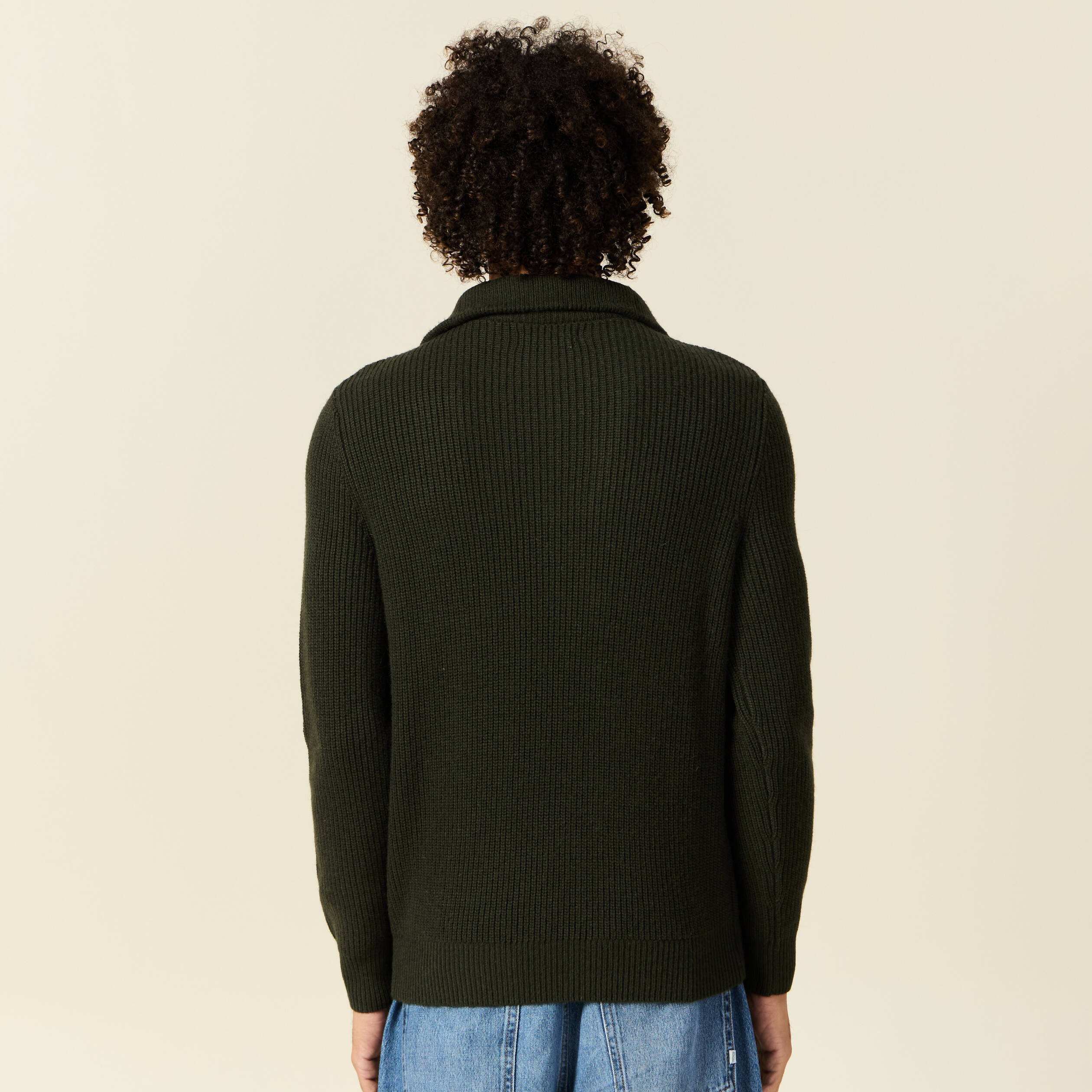 Pull col camionneur vert kaki homme