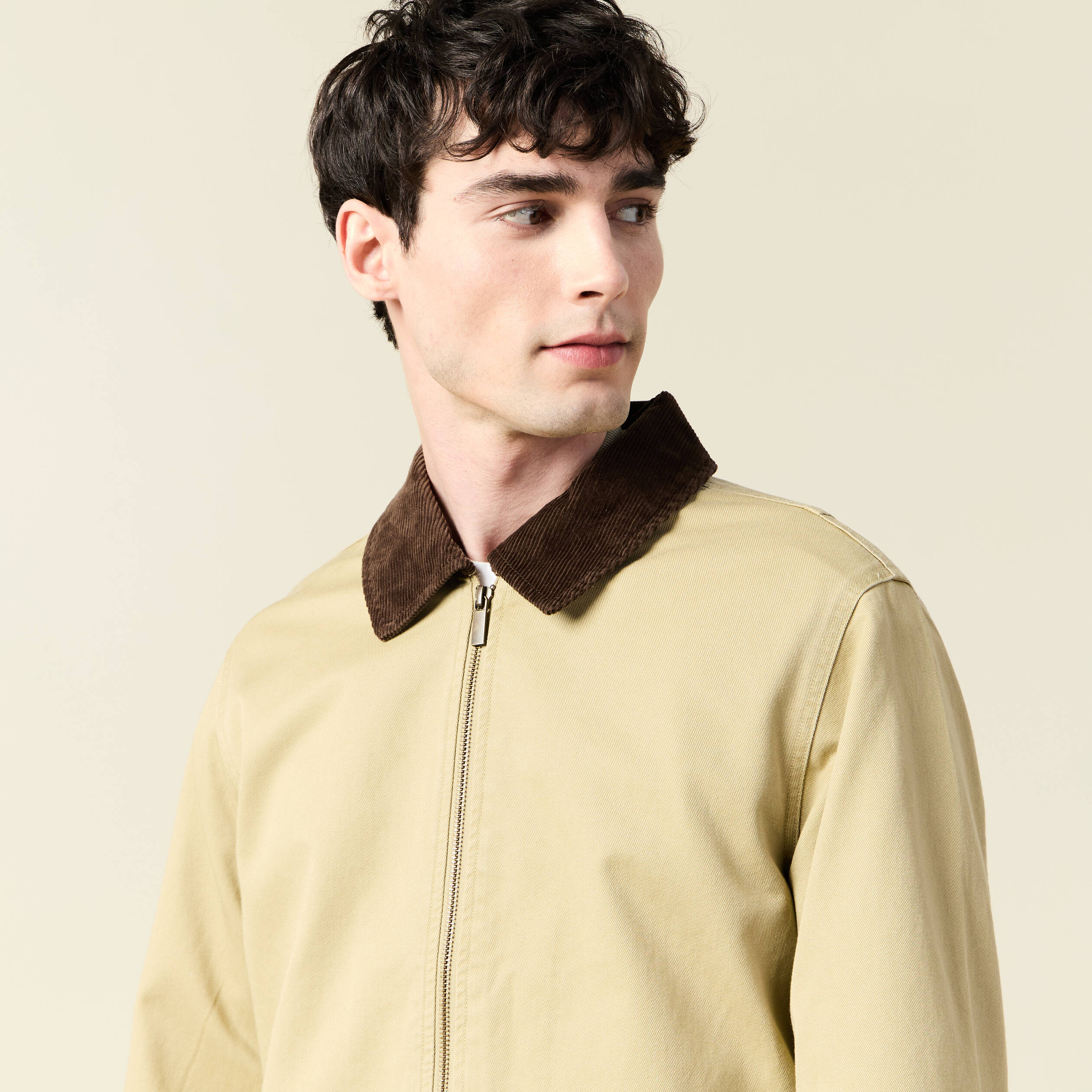 Blouson oversize court beige homme