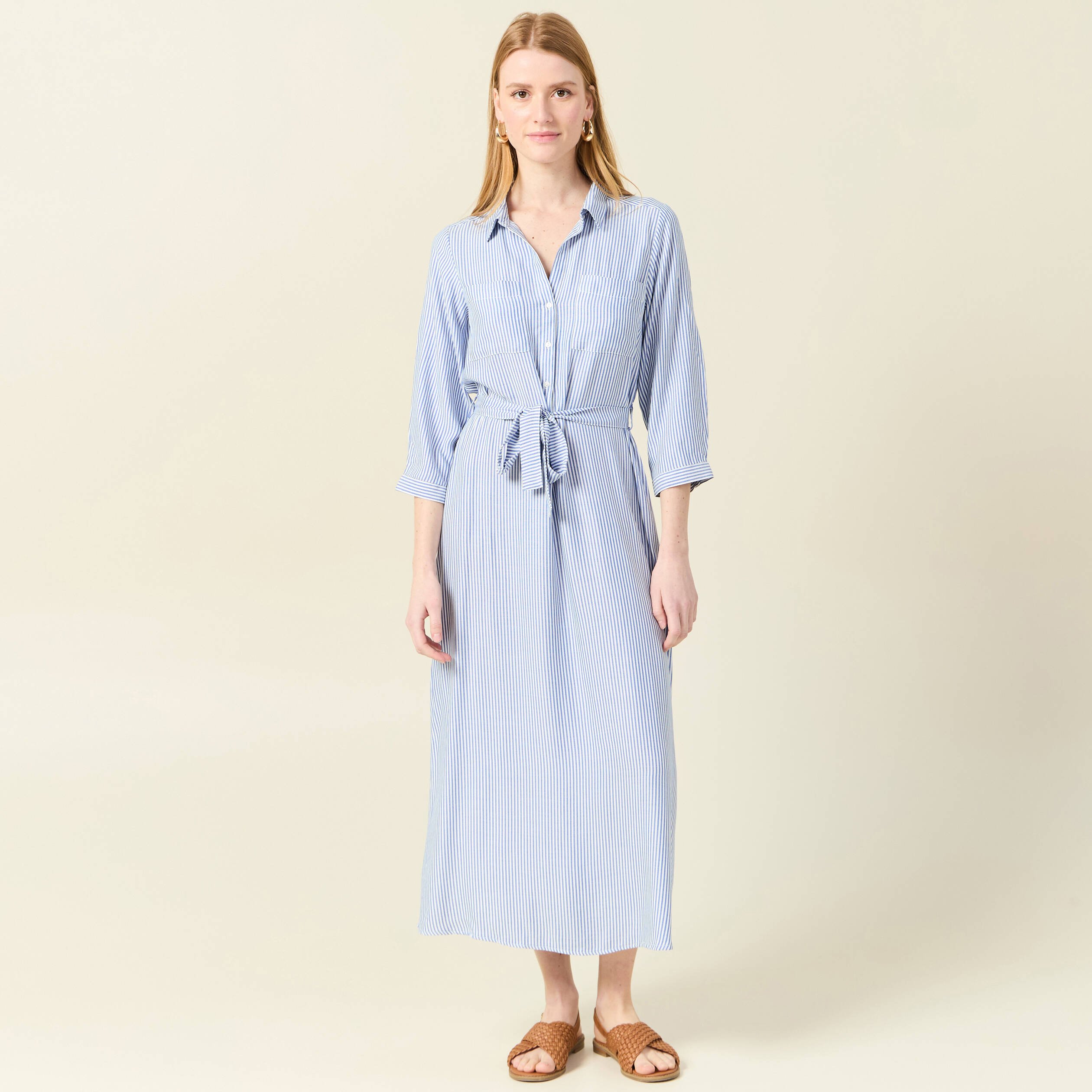 robe chemise eco responsable ecru femme Robe chemise éco-responsable ecru femme