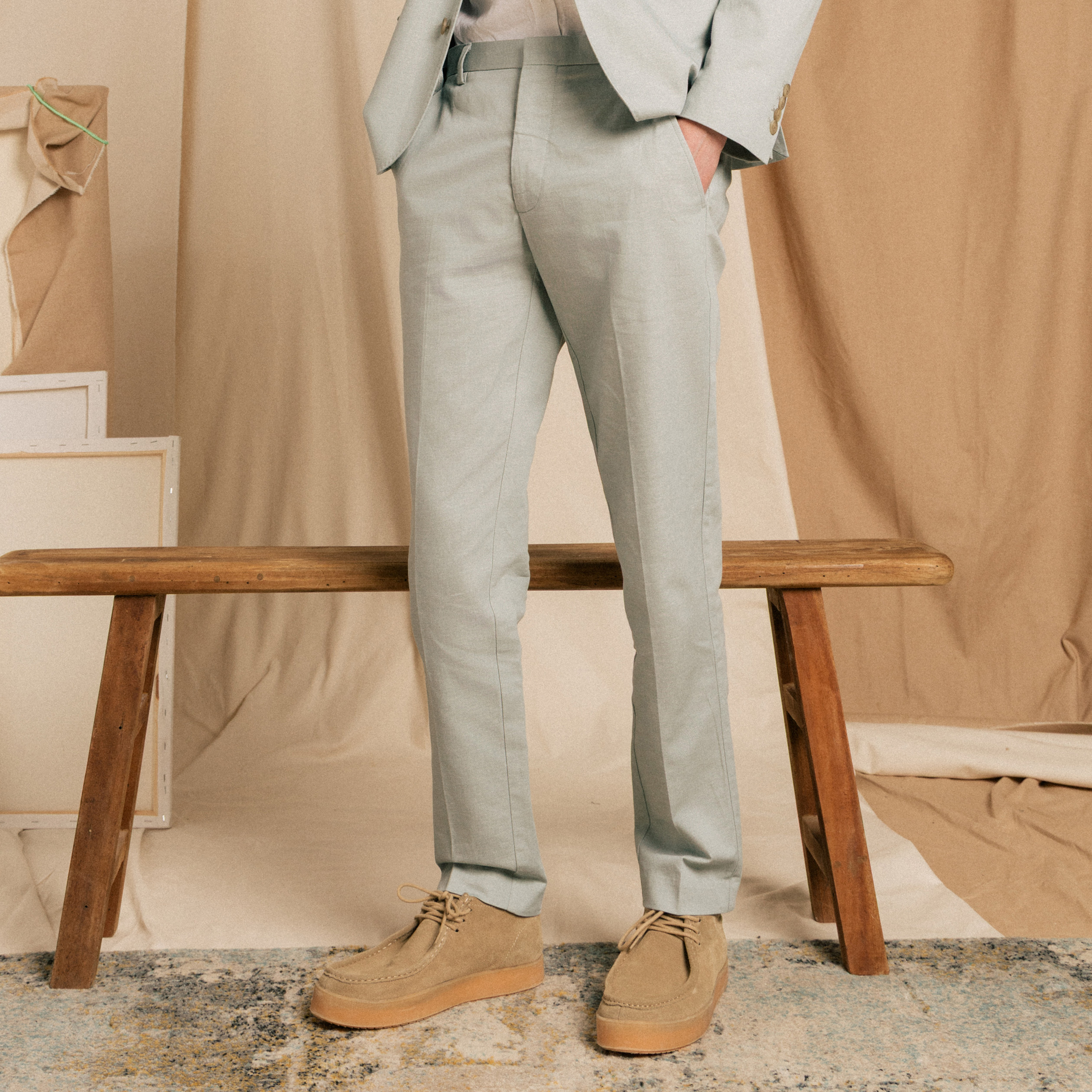 Pantalon chino vert clair homme