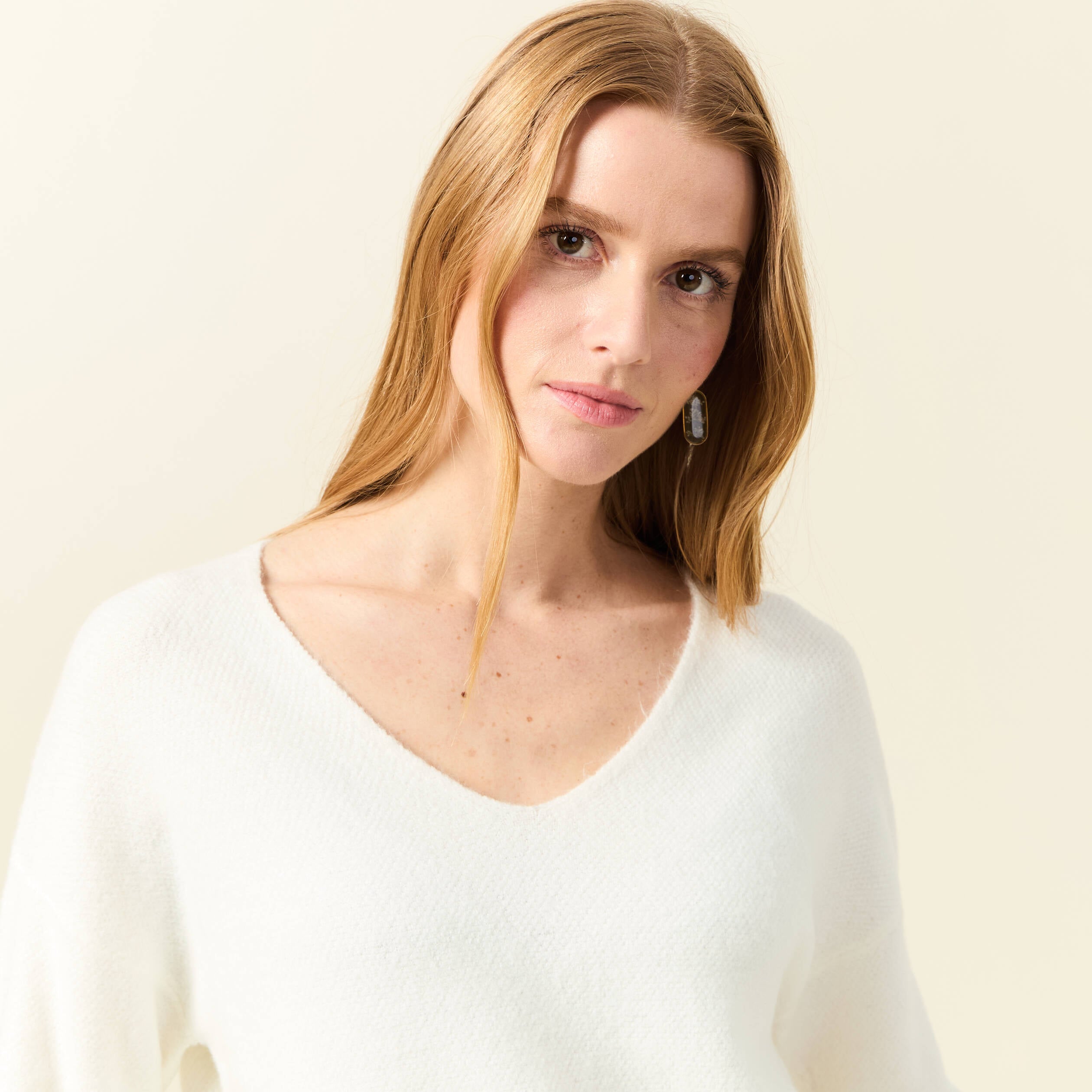 Pull manches longues ecru femme
