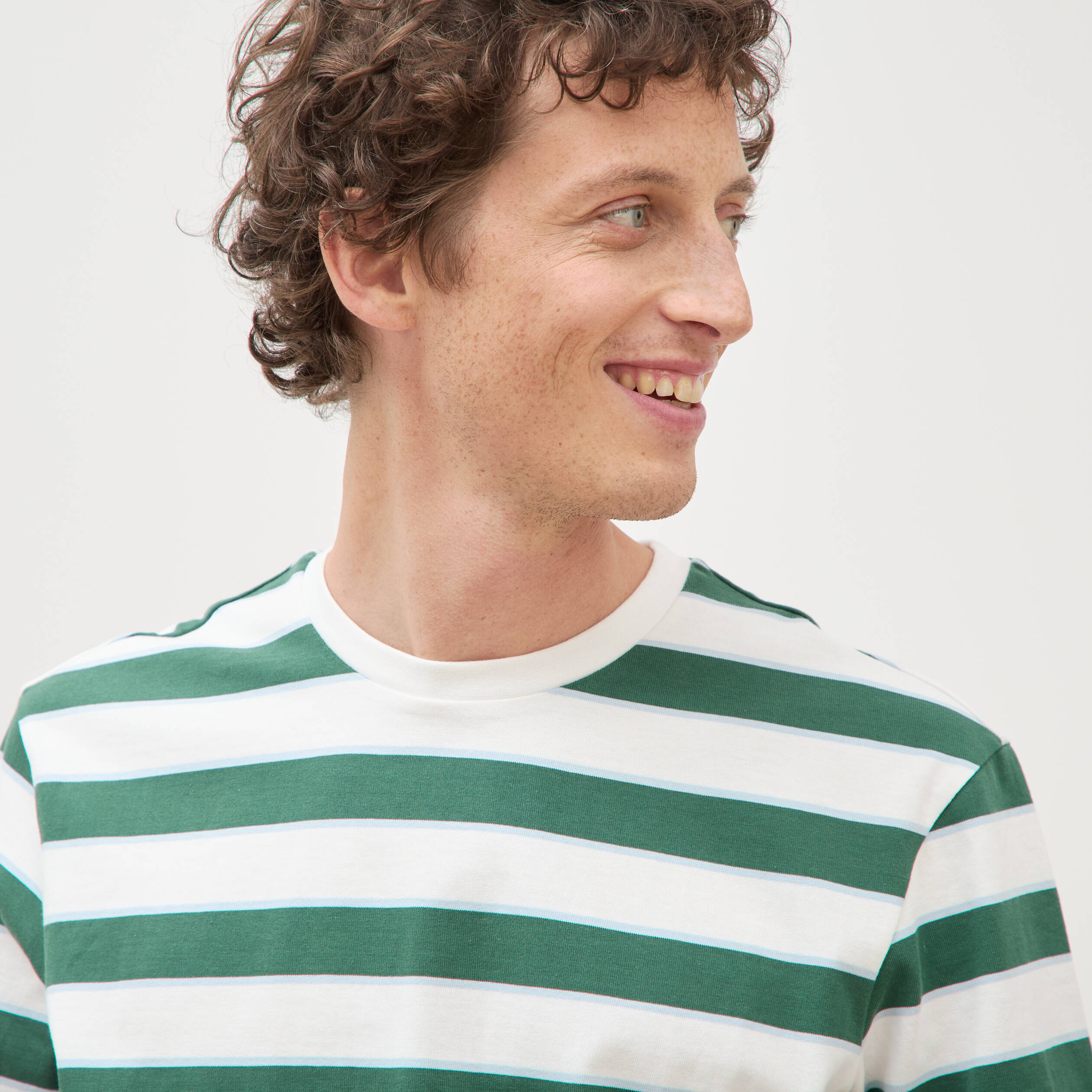 T-shirt ample en coton col rond ecru homme