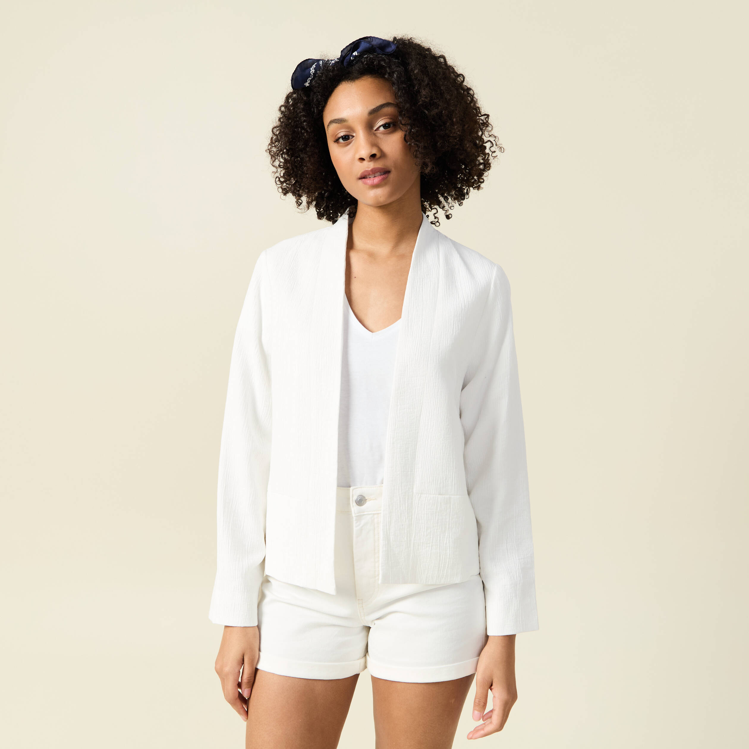 Veste esprit blazer fluide ecru femme