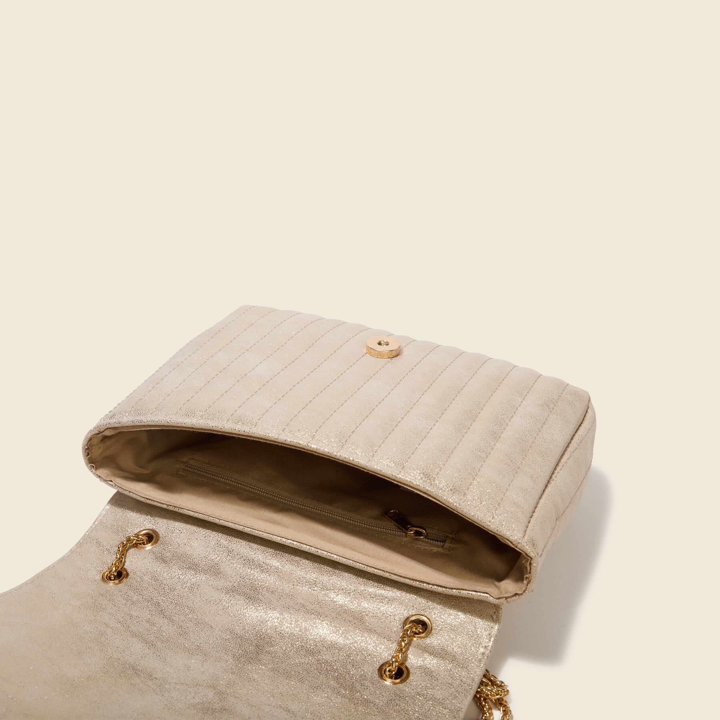 Sac bandouli&egrave;re avec doublure couleur or femme