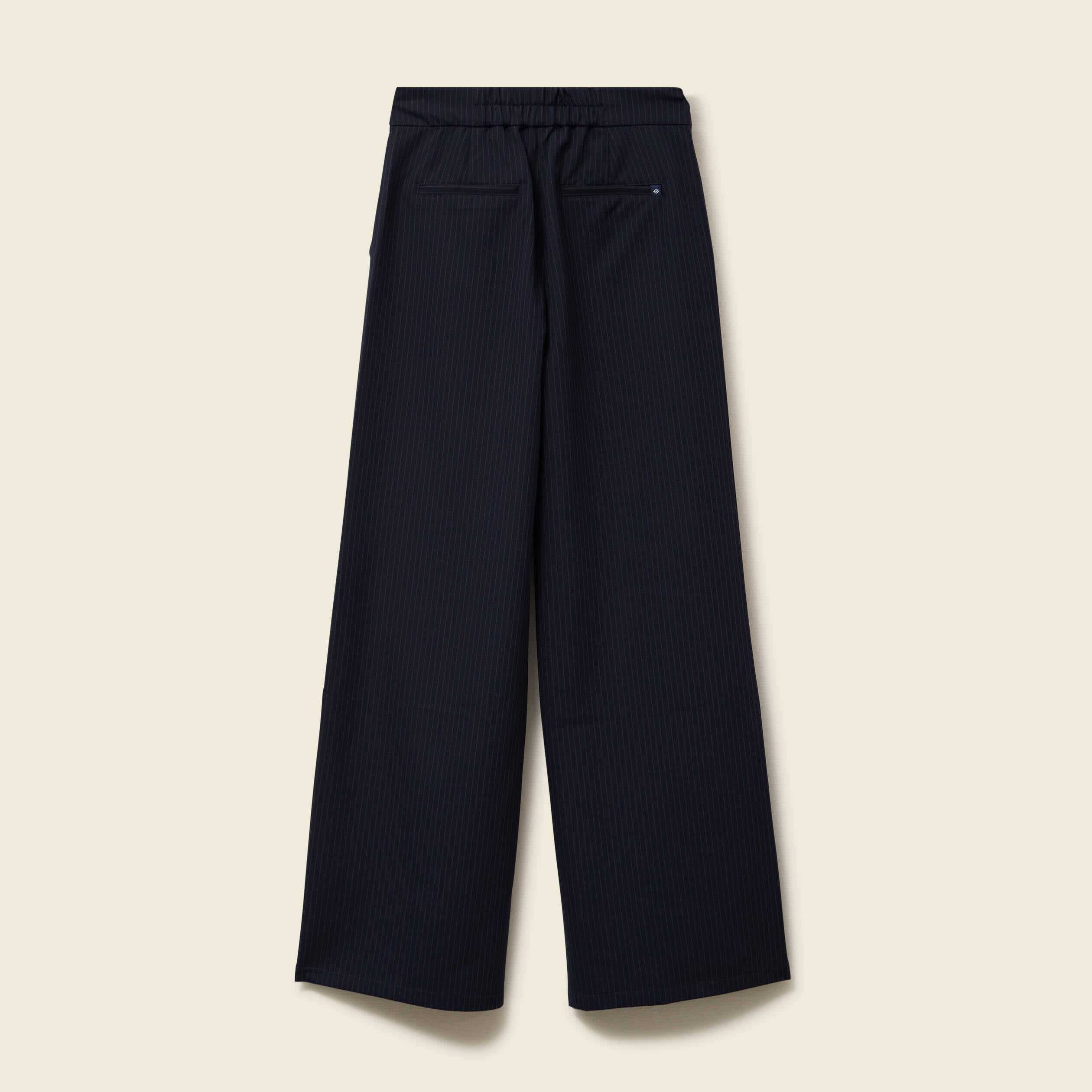 Pantalon large taille haute fluide bleu marine femme