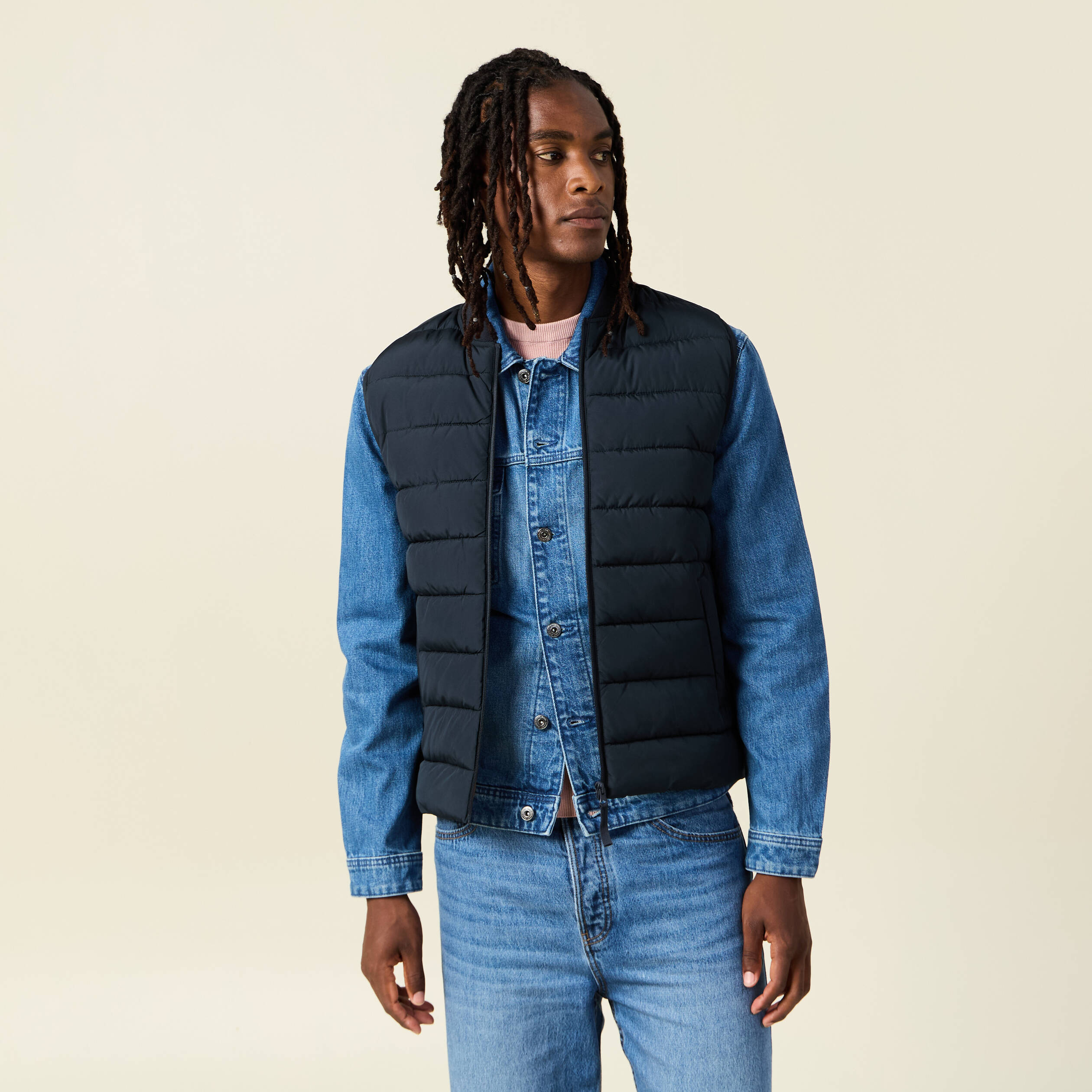 Doudoune courte sans manches bleu marine homme