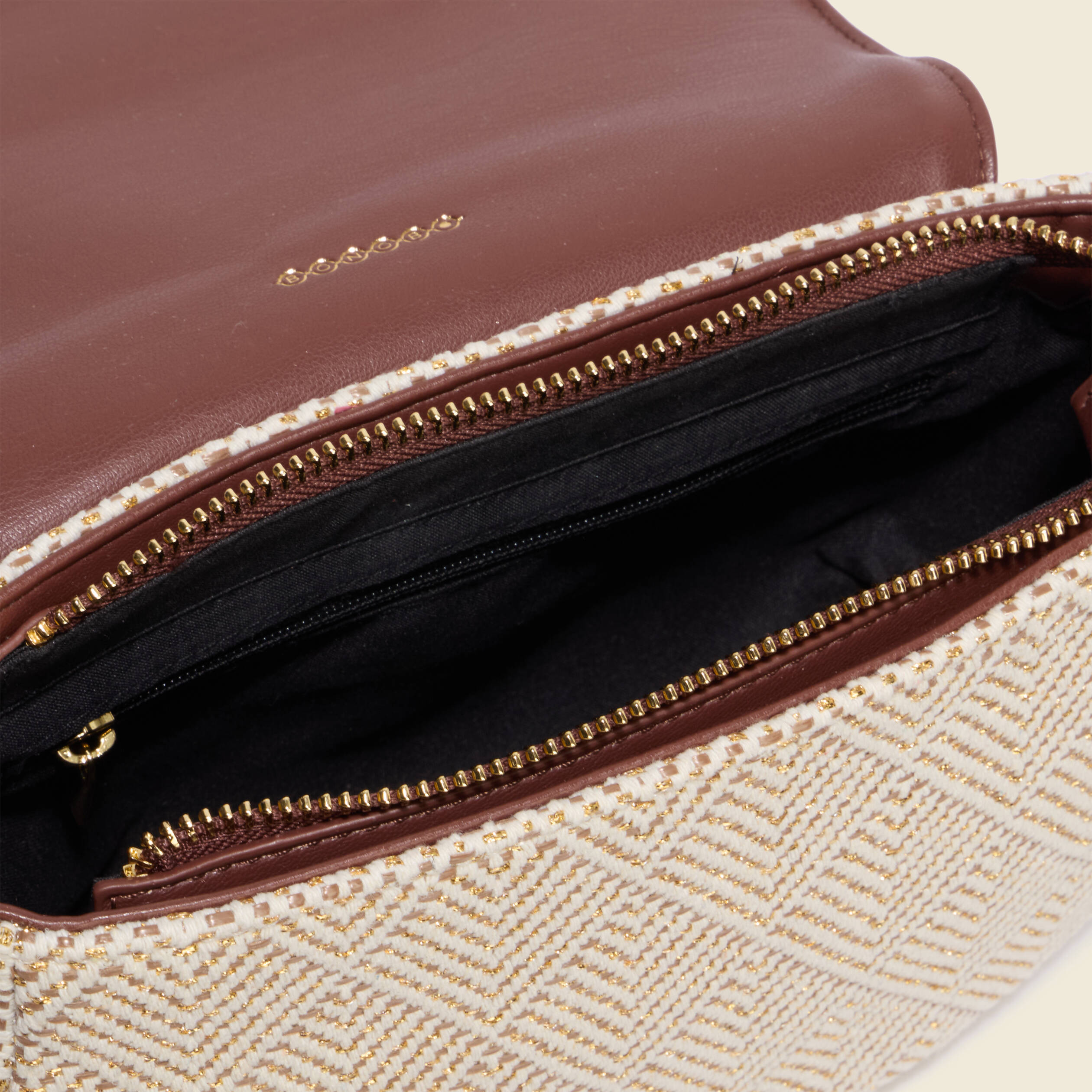 Sac bandouli&egrave;re avec doublure marron femme