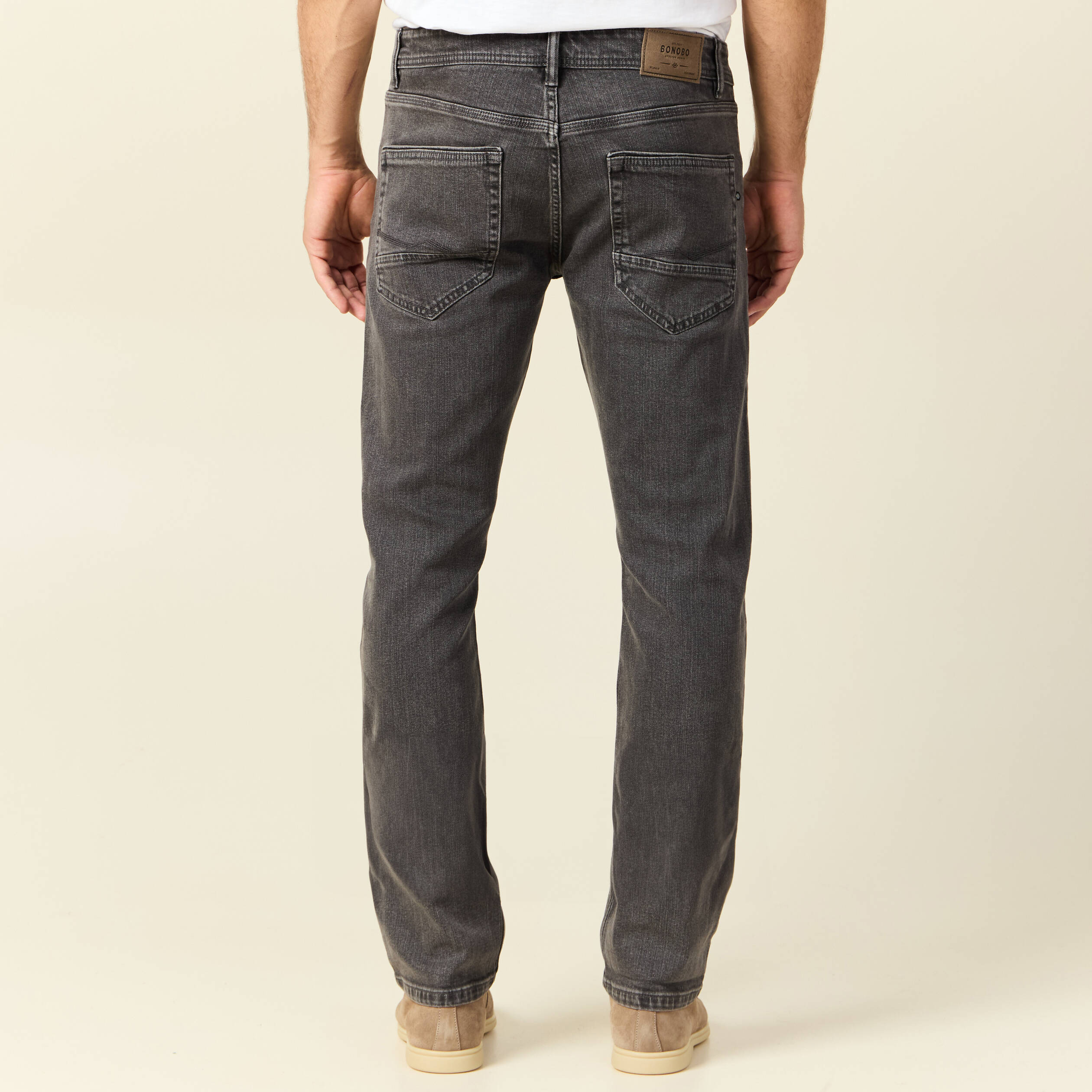 Jeans straight 5 poches denim gris homme