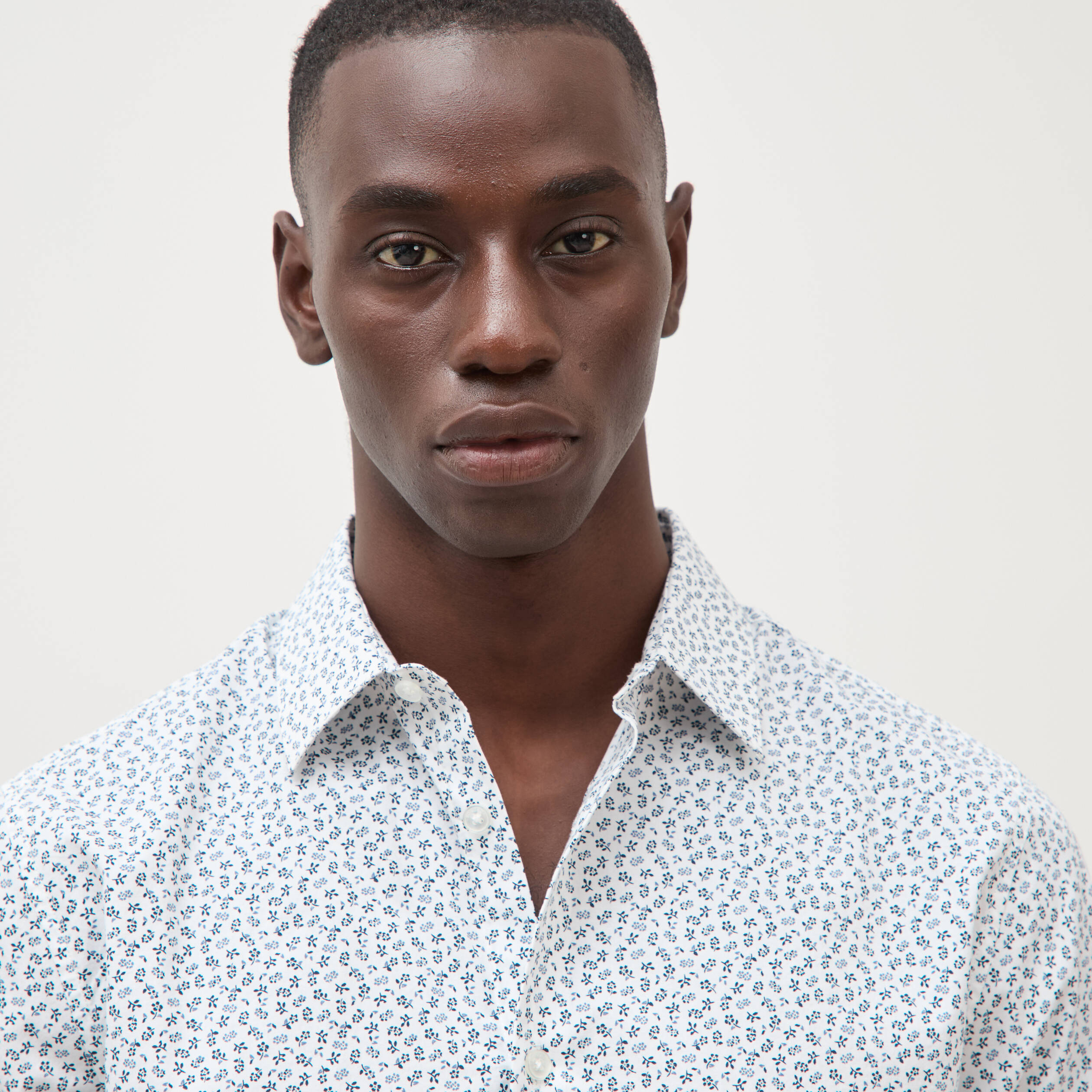 Chemise en coton manches longues blanc homme