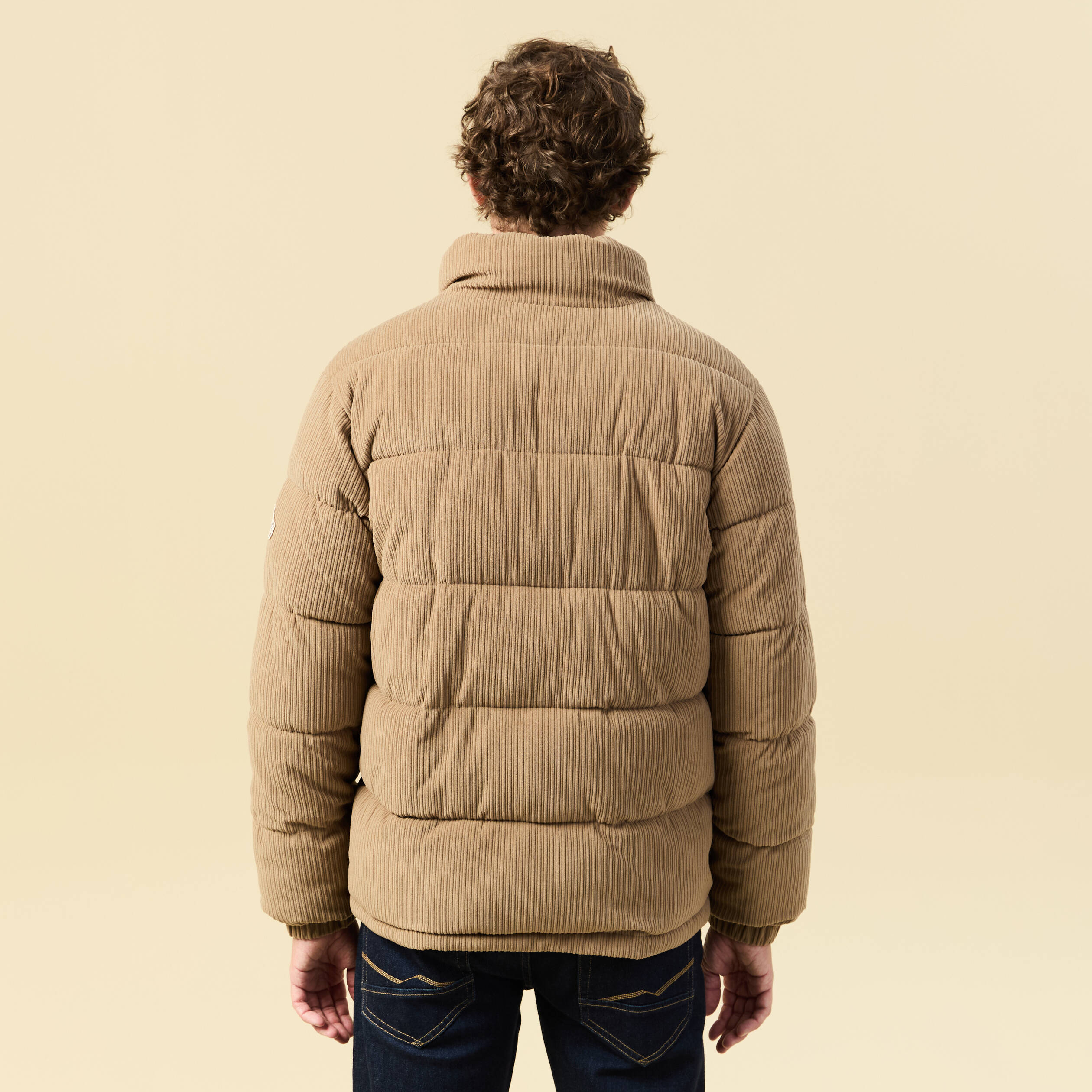 Doudoune courte col montant beige homme