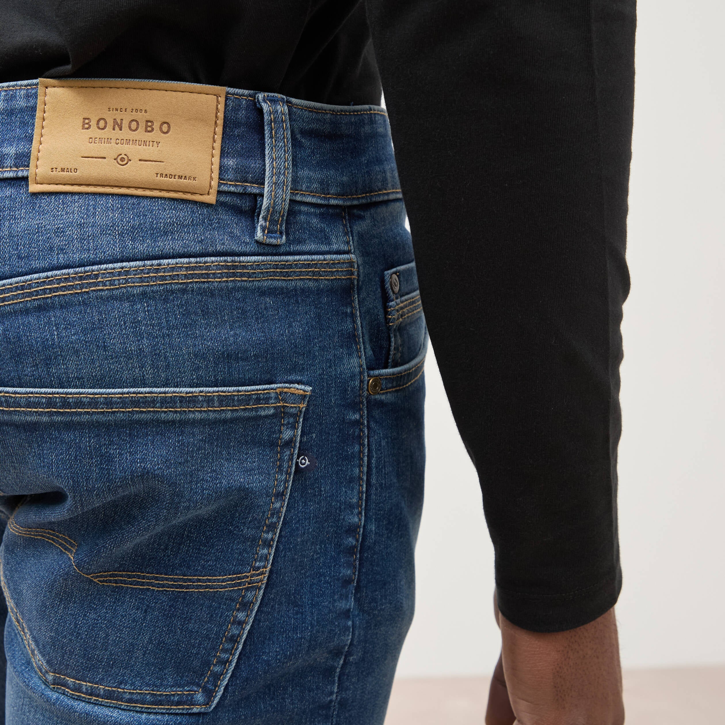 Jeans straight 5 poches denim stone homme