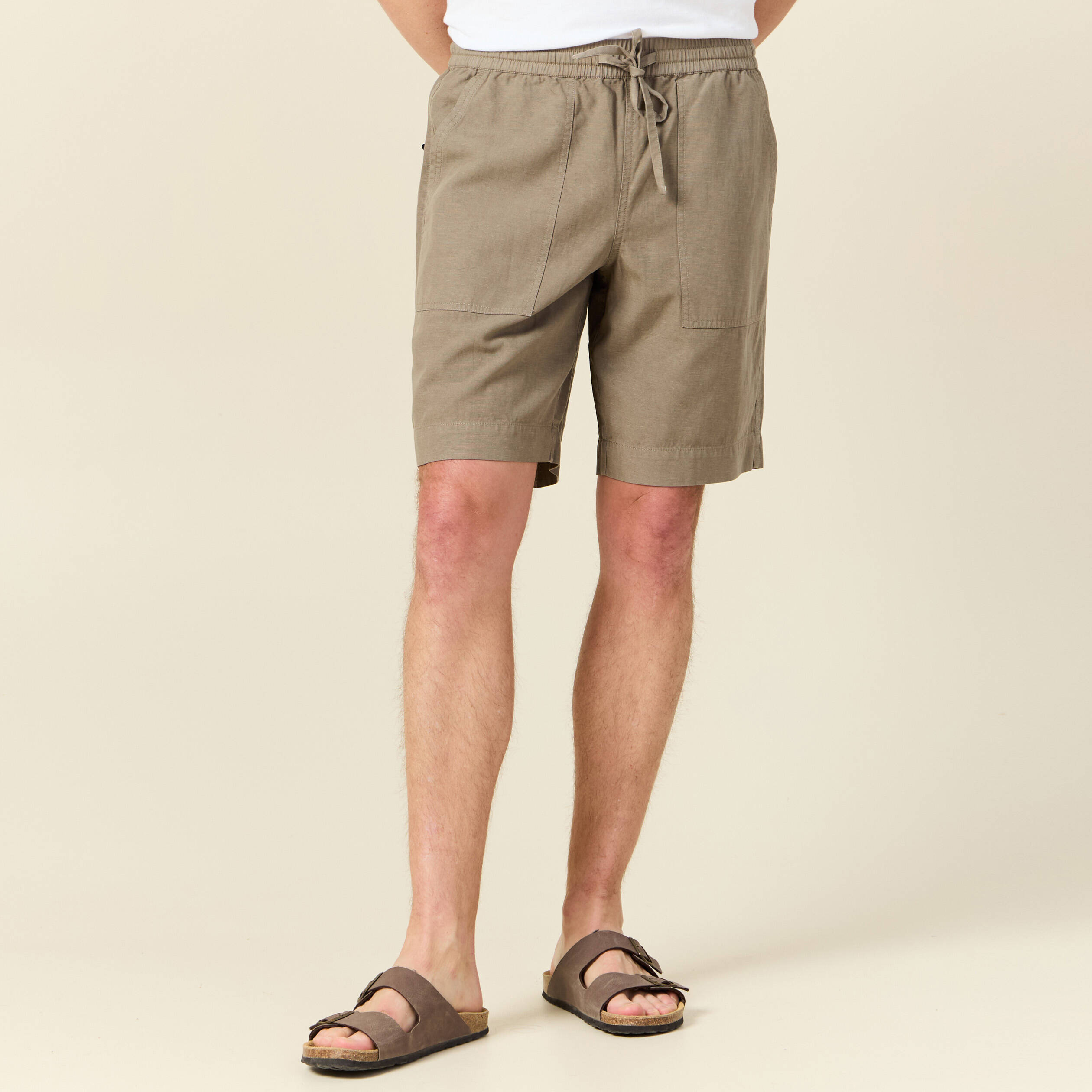 Short droit à coulisse vert kaki homme