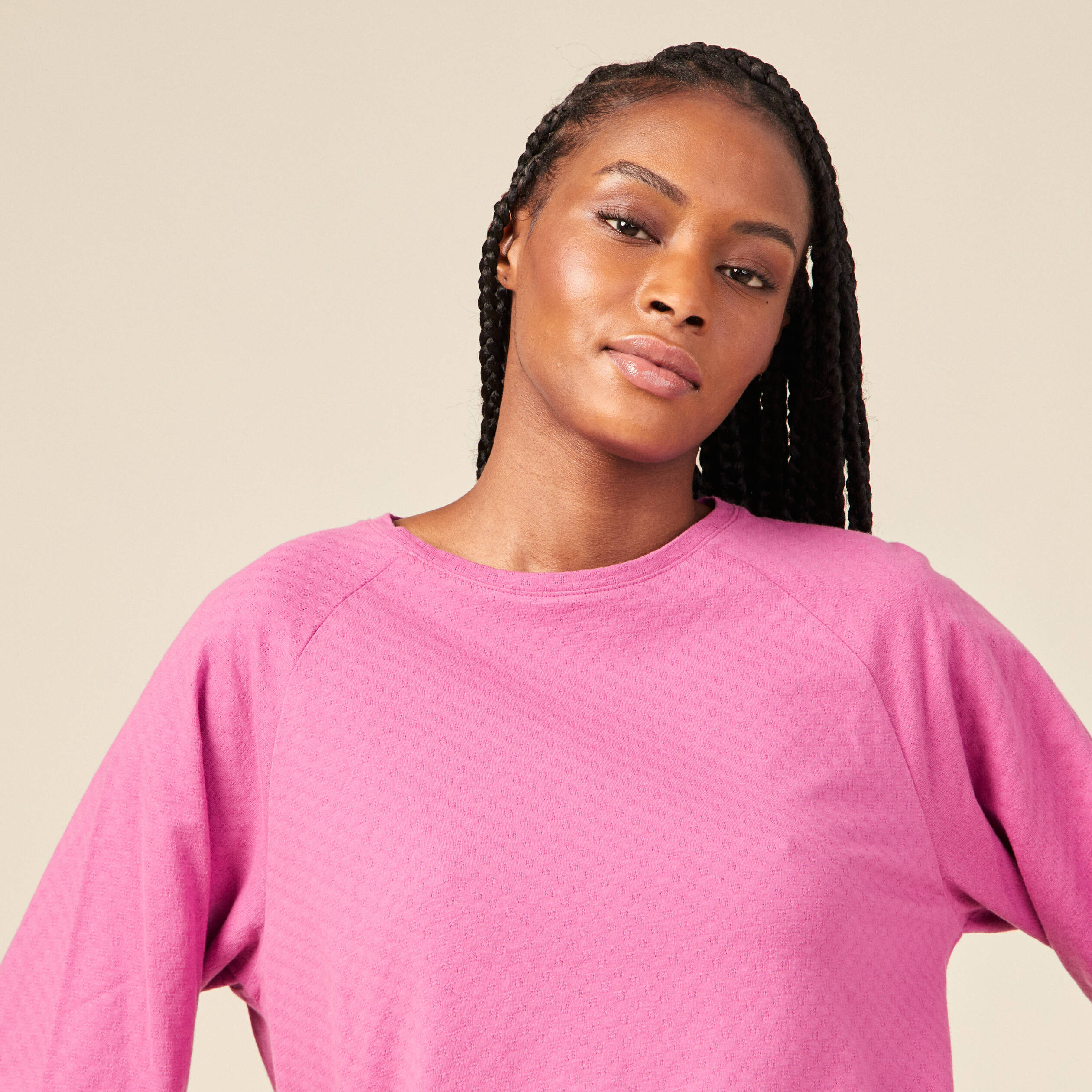 T shirt manches longues rose framboise femme Vibs