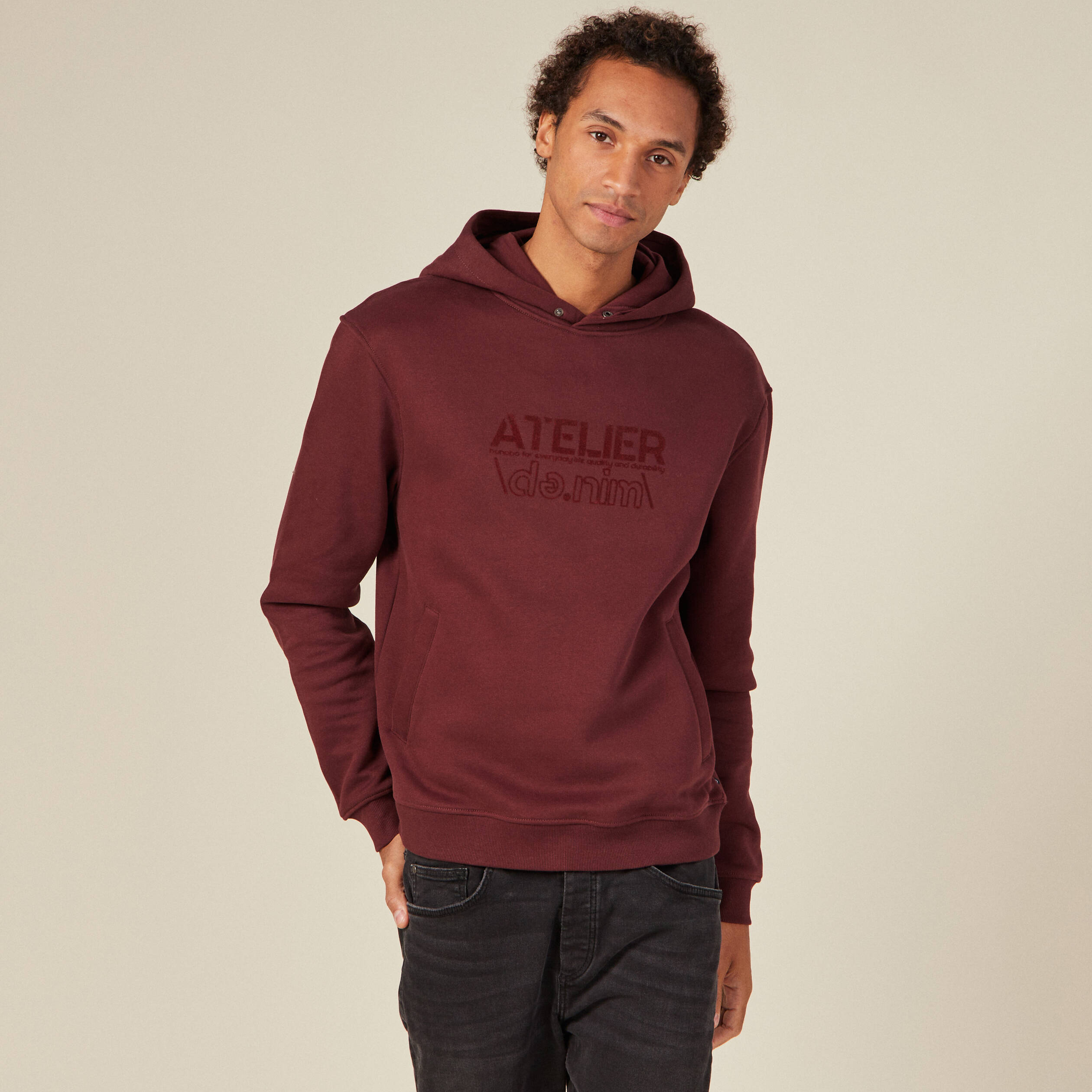 sweat a capuche rouge fonce homme Sweat à capuche rouge foncé homme