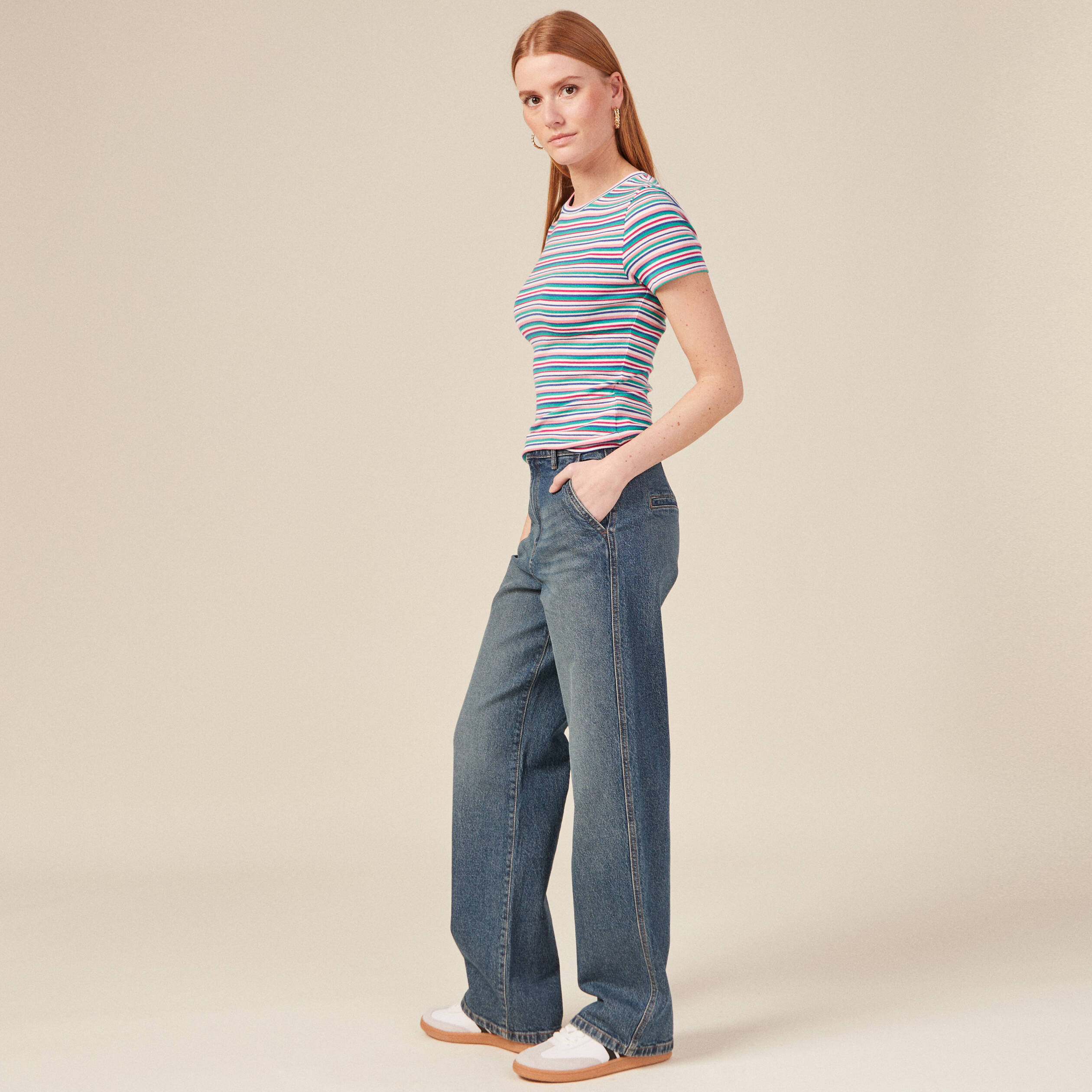 t shirt manches courtes multicolore femme T-shirt manches courtes multicolore femme
