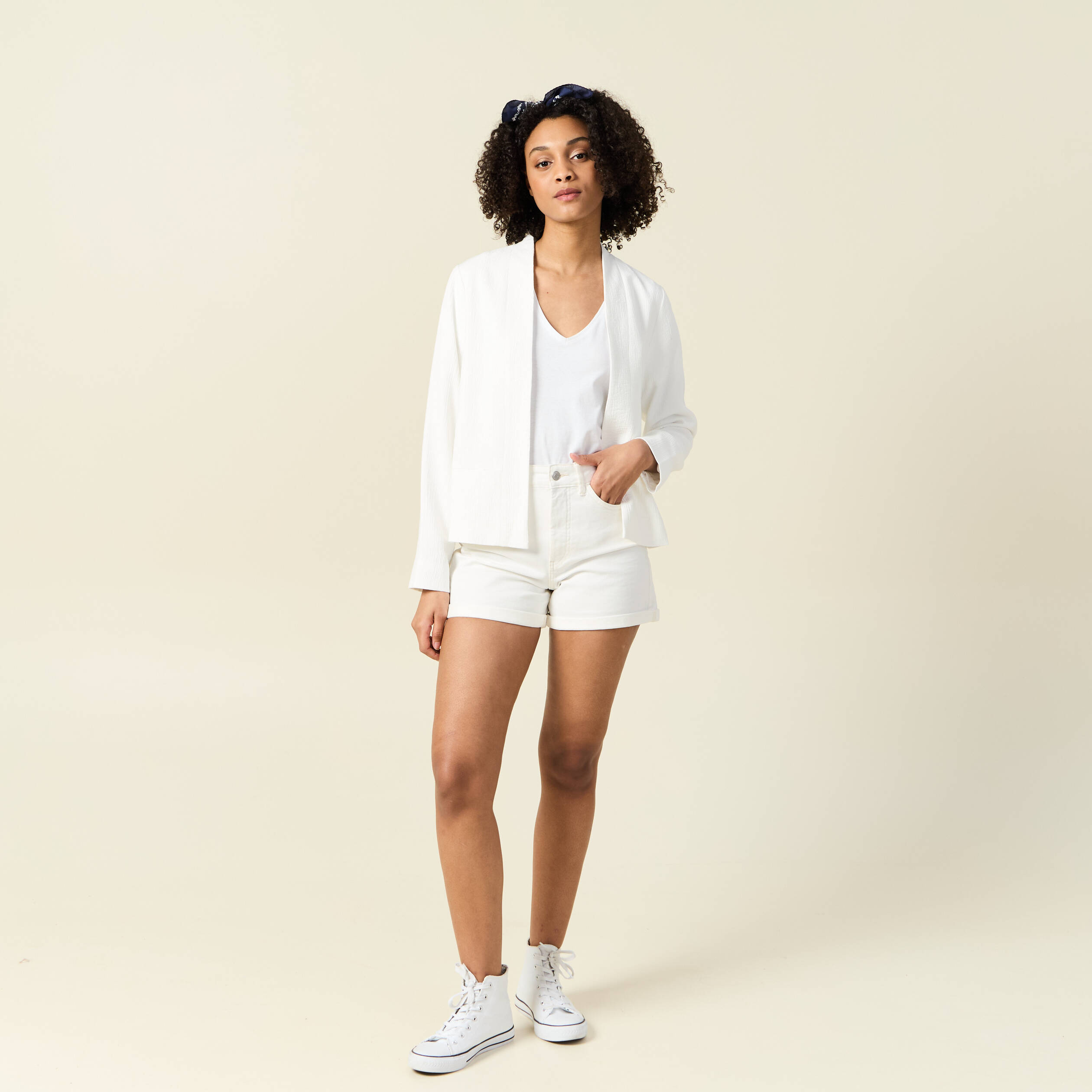 Veste esprit blazer fluide ecru femme
