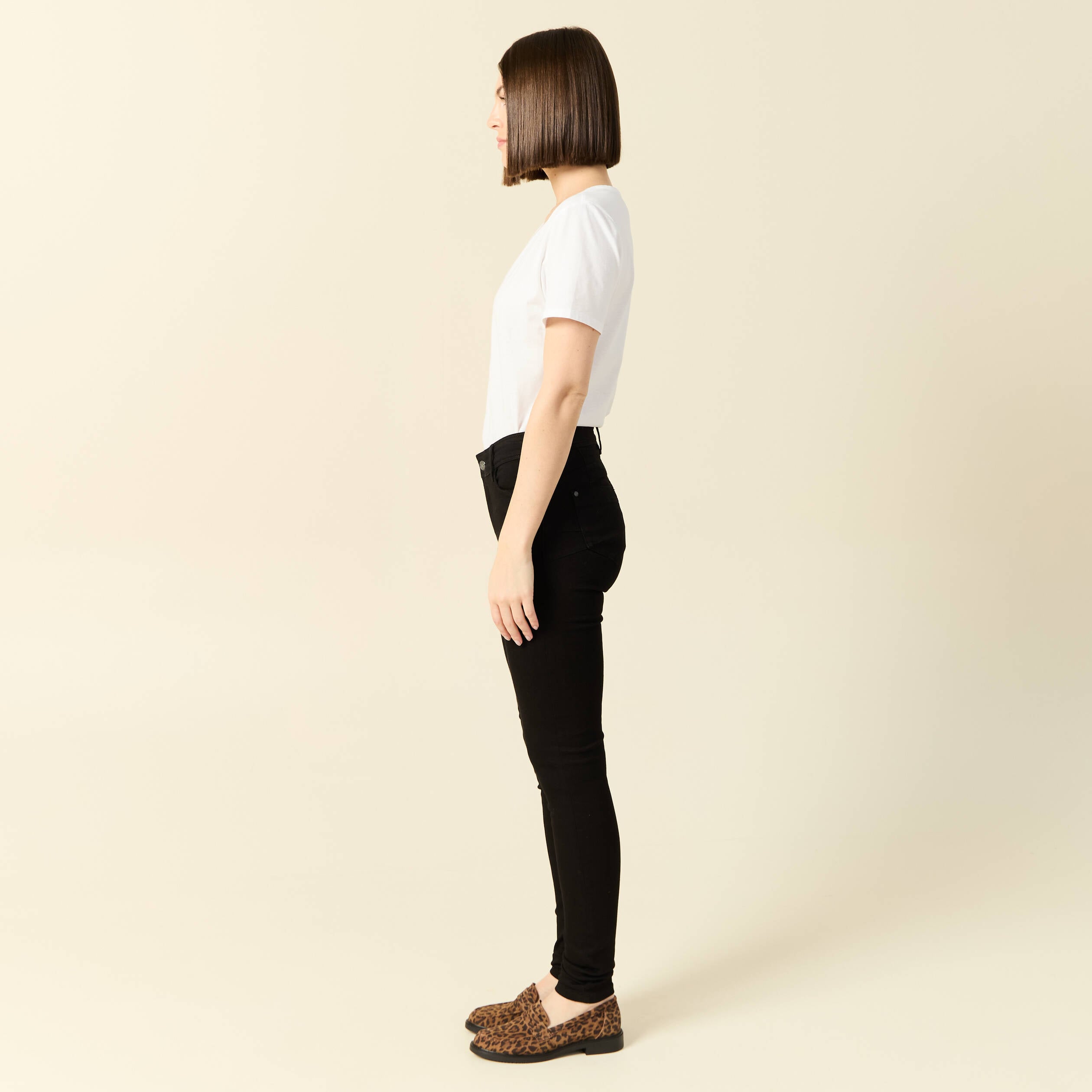 Jeans skinny push-up taille standard denim noir femme