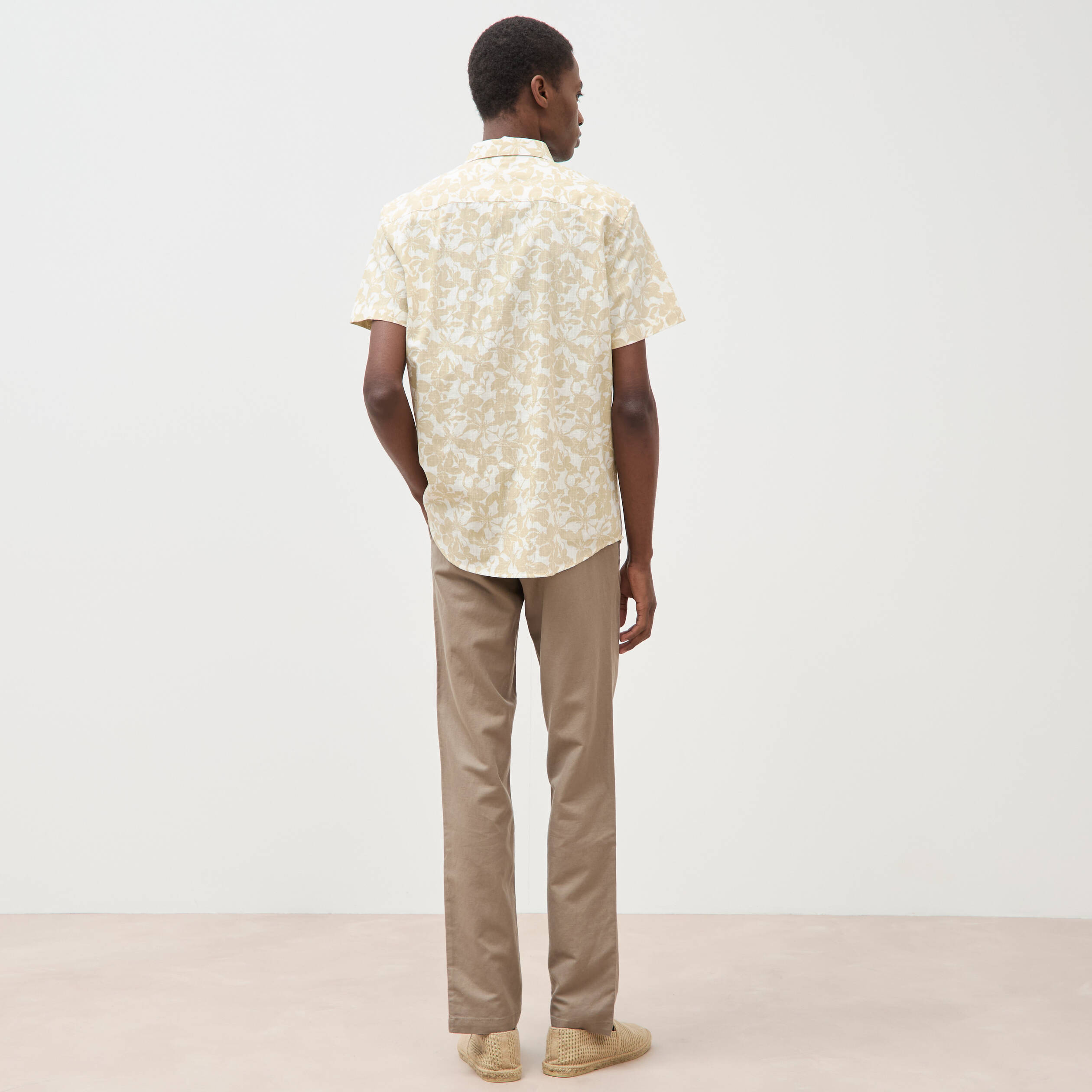 Chemise manches courtes beige homme