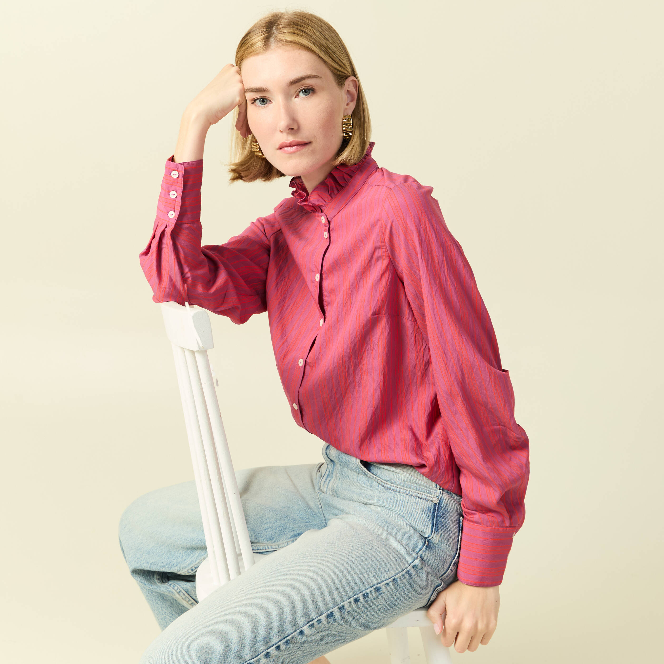 Chemise oversize manches longues prune femme