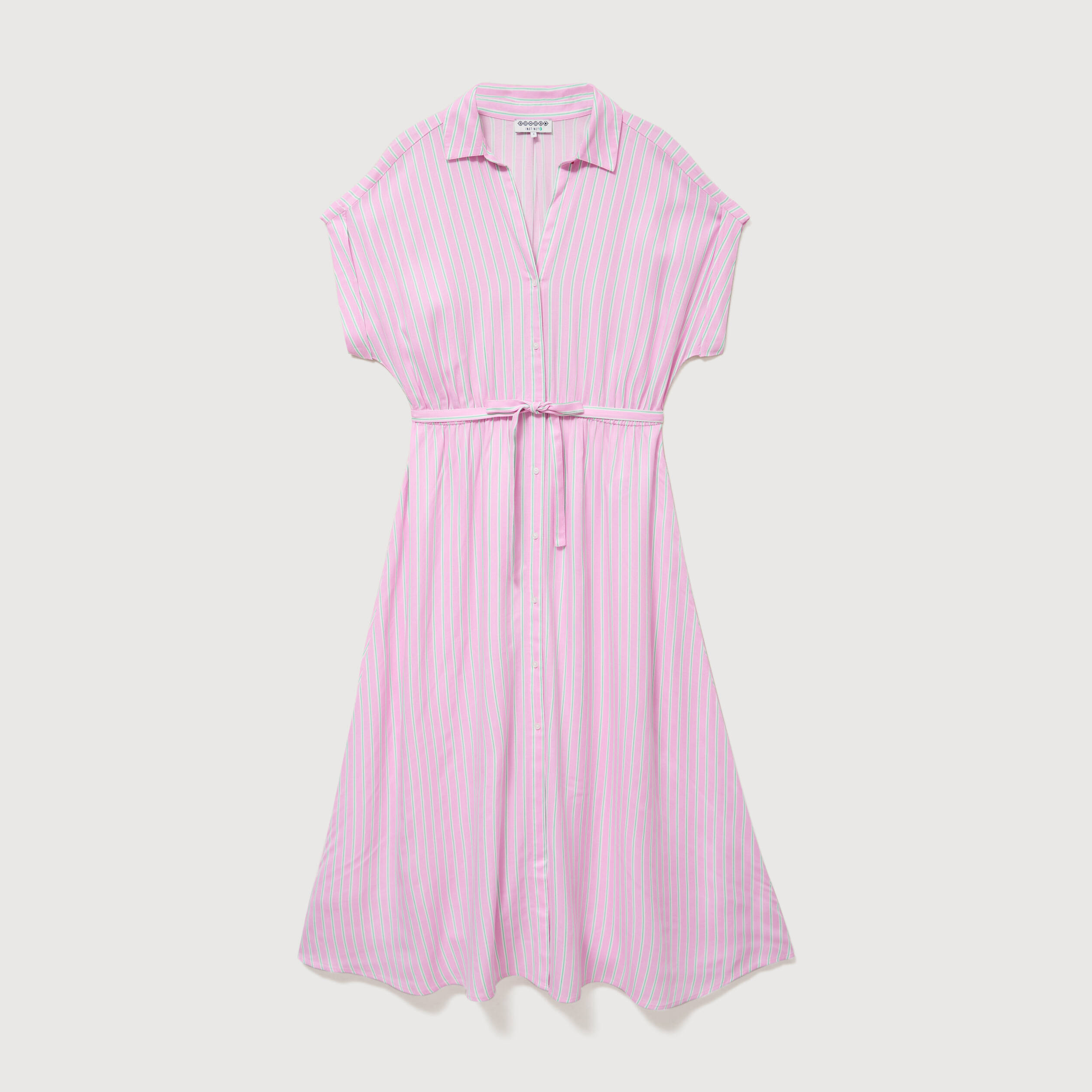 Robe longue &eacute;vas&eacute;e ceintur&eacute;e rose femme