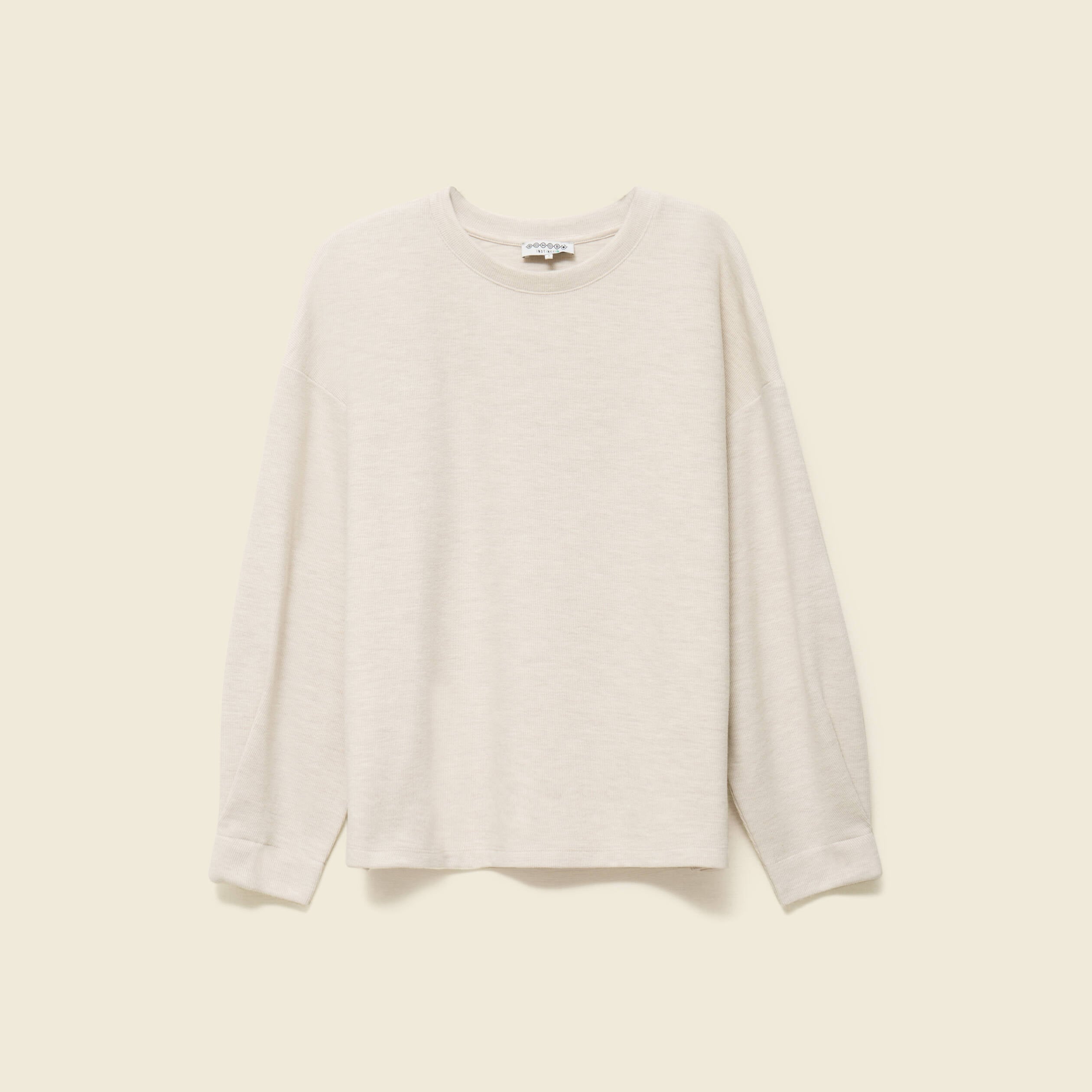 Sweat oversize col rond manches longues creme femme
