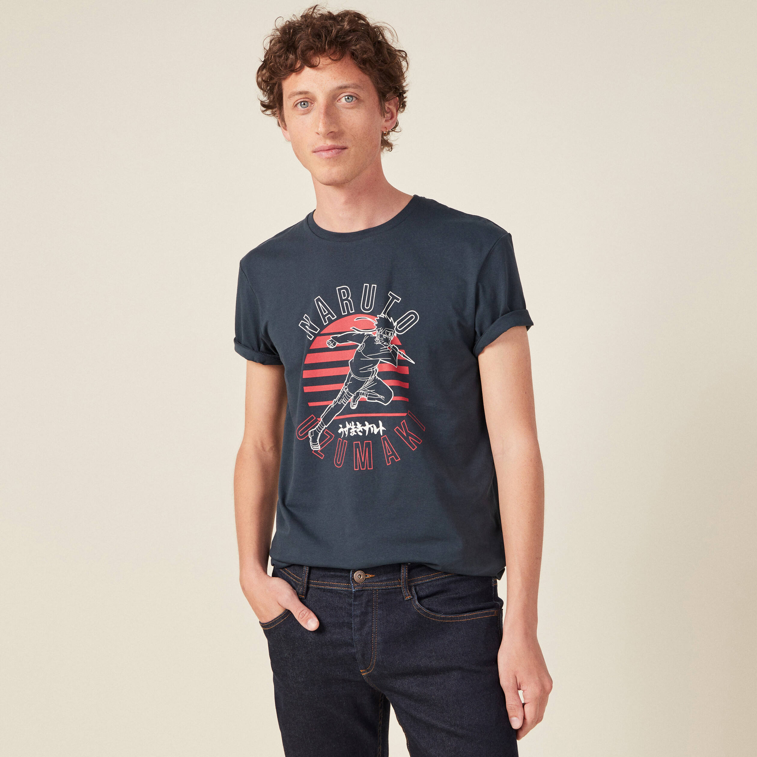 T-shirt manches courtes Naruto bleu marine homme