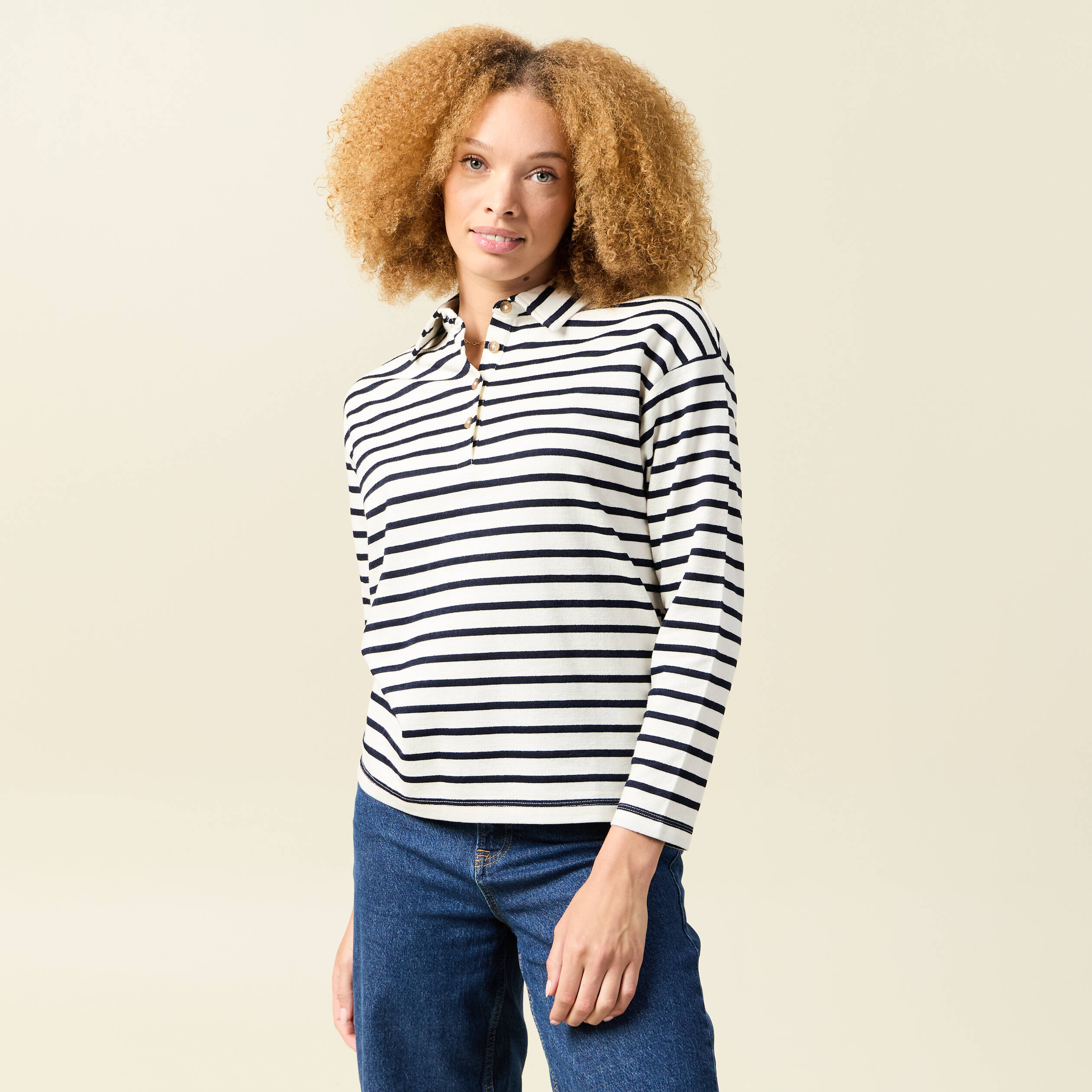 T-shirt manches longues ecru femme
