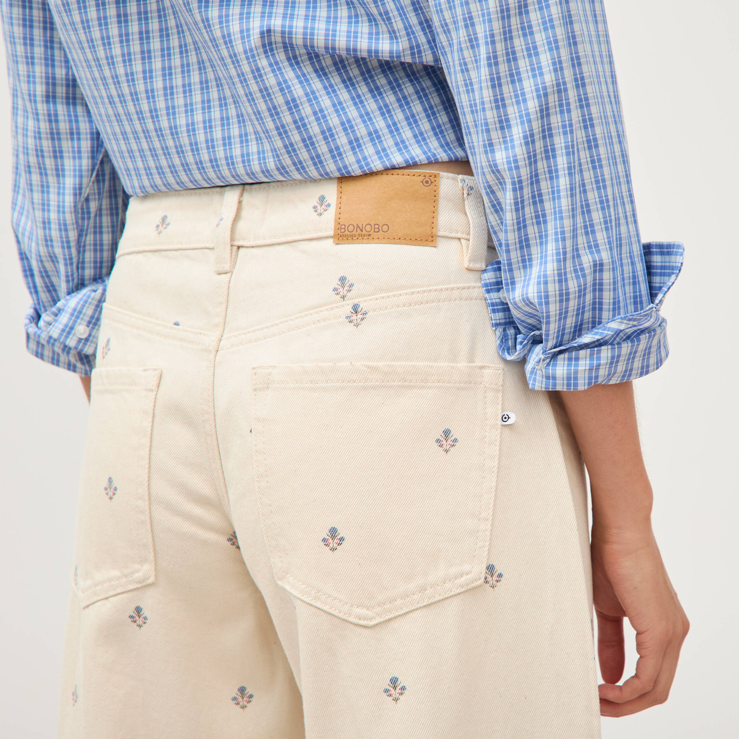 Jeans wide leg taille standard blanc femme