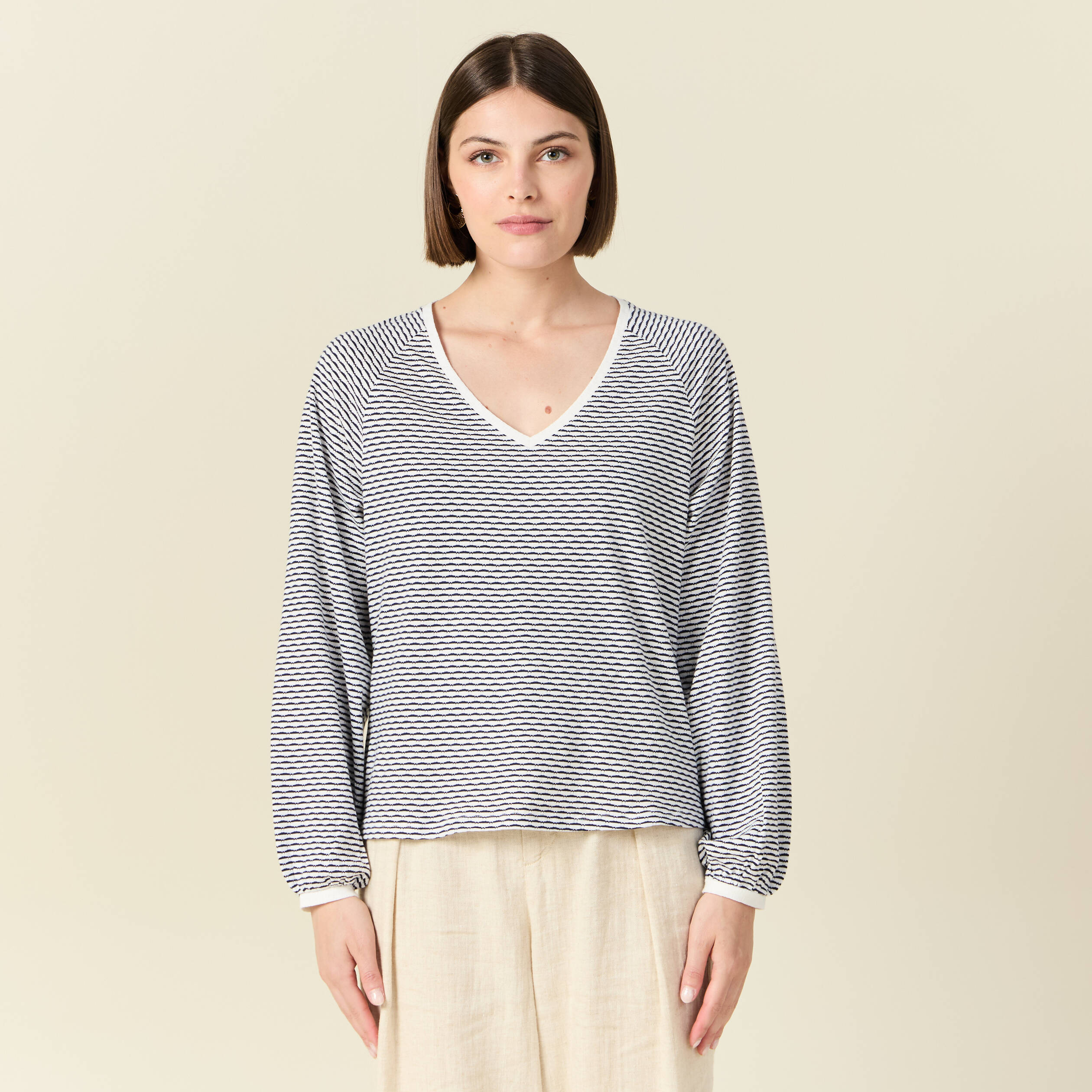 t shirt manches longues ecru femme T-shirt manches longues ecru femme