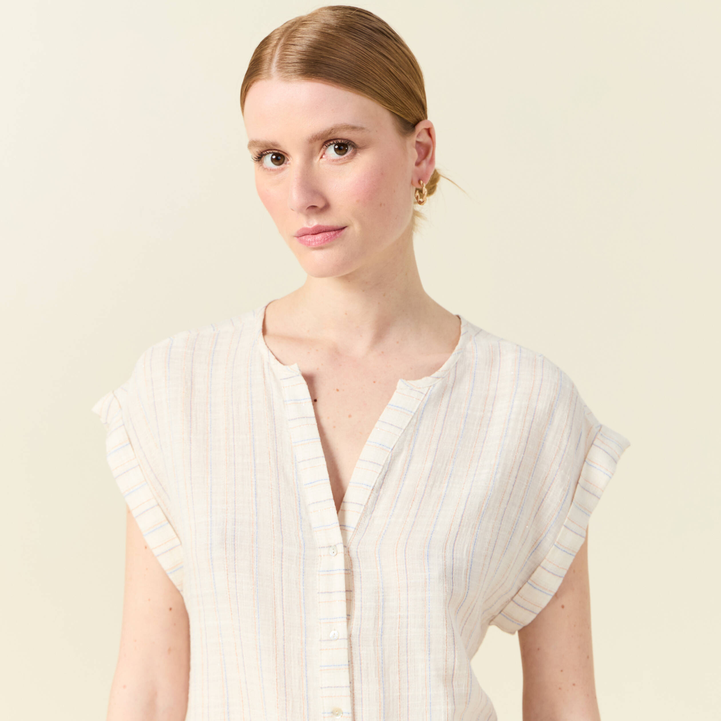 chemise manches courtes creme femme Chemise manches courtes creme femme