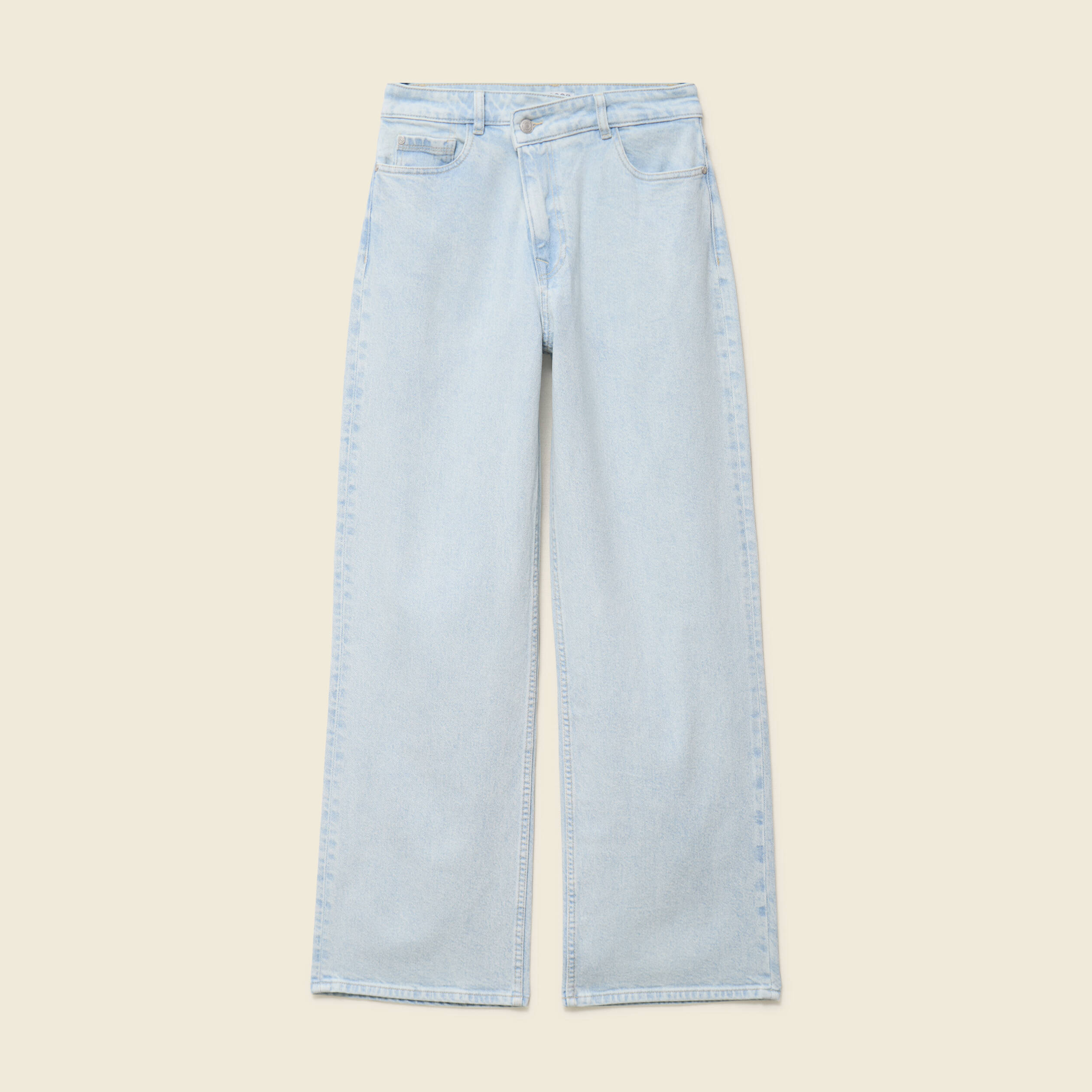 Jeans large taille haute denim snow bleu femme