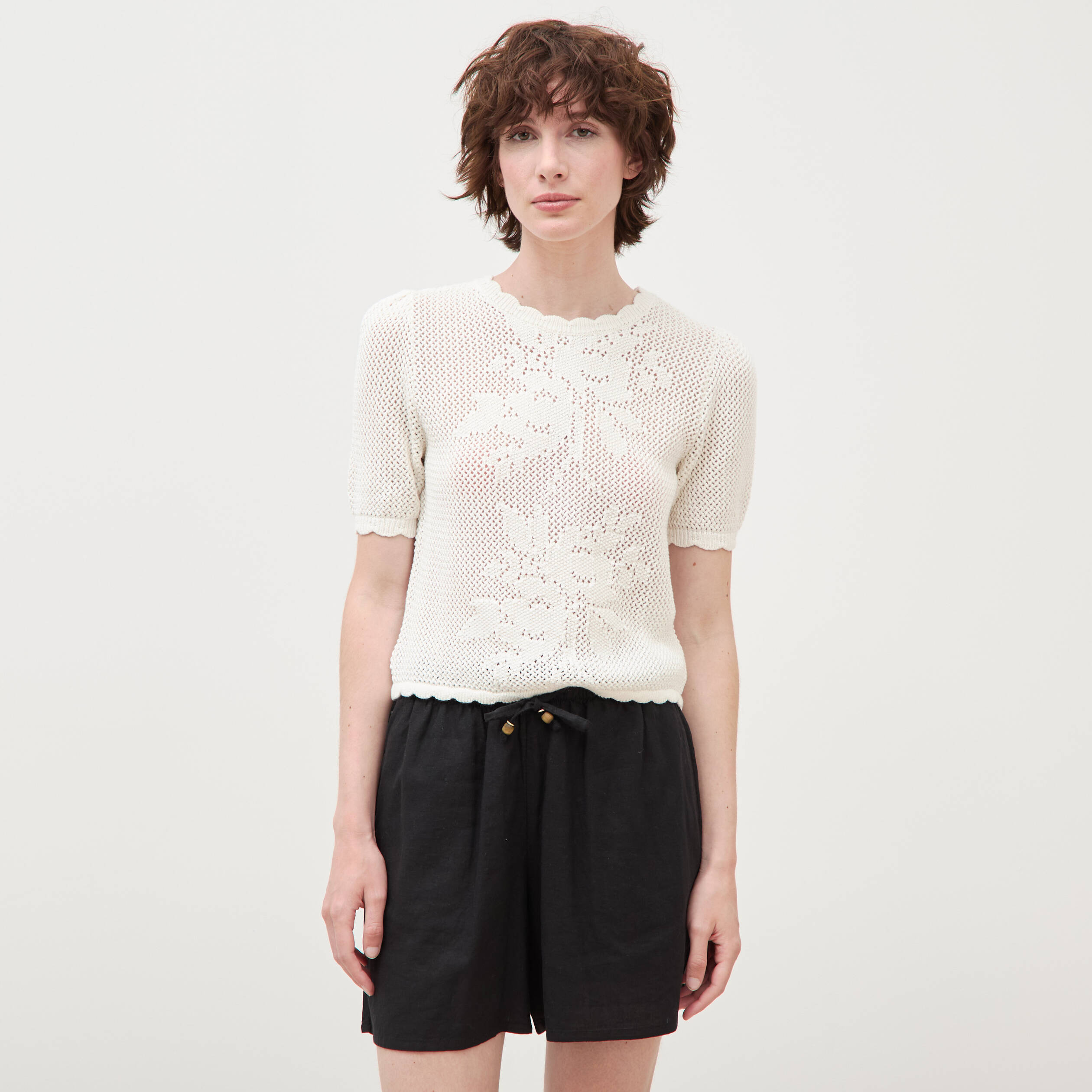 Short taille haute noir femme